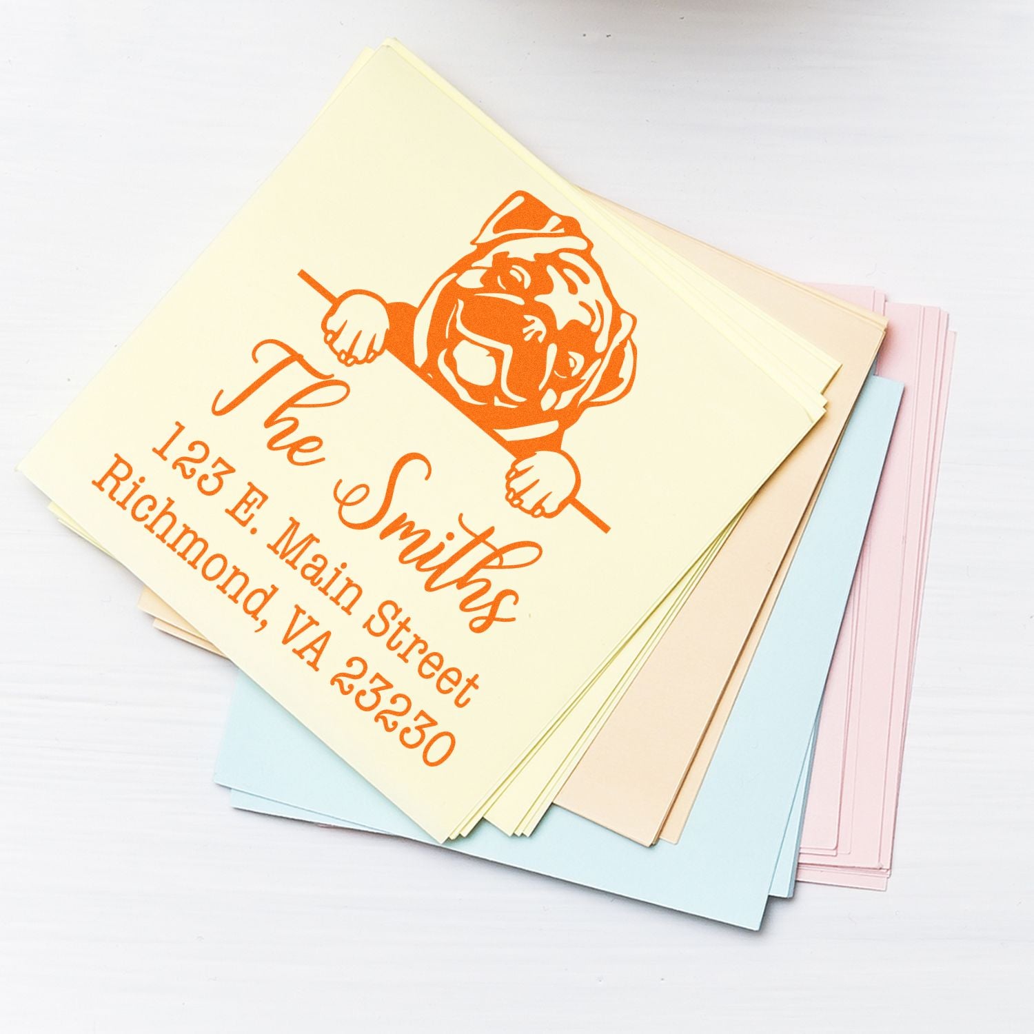Slim Pre-Inked Pug Personalized Name and Address Stamp - Engineer Seal Stamps