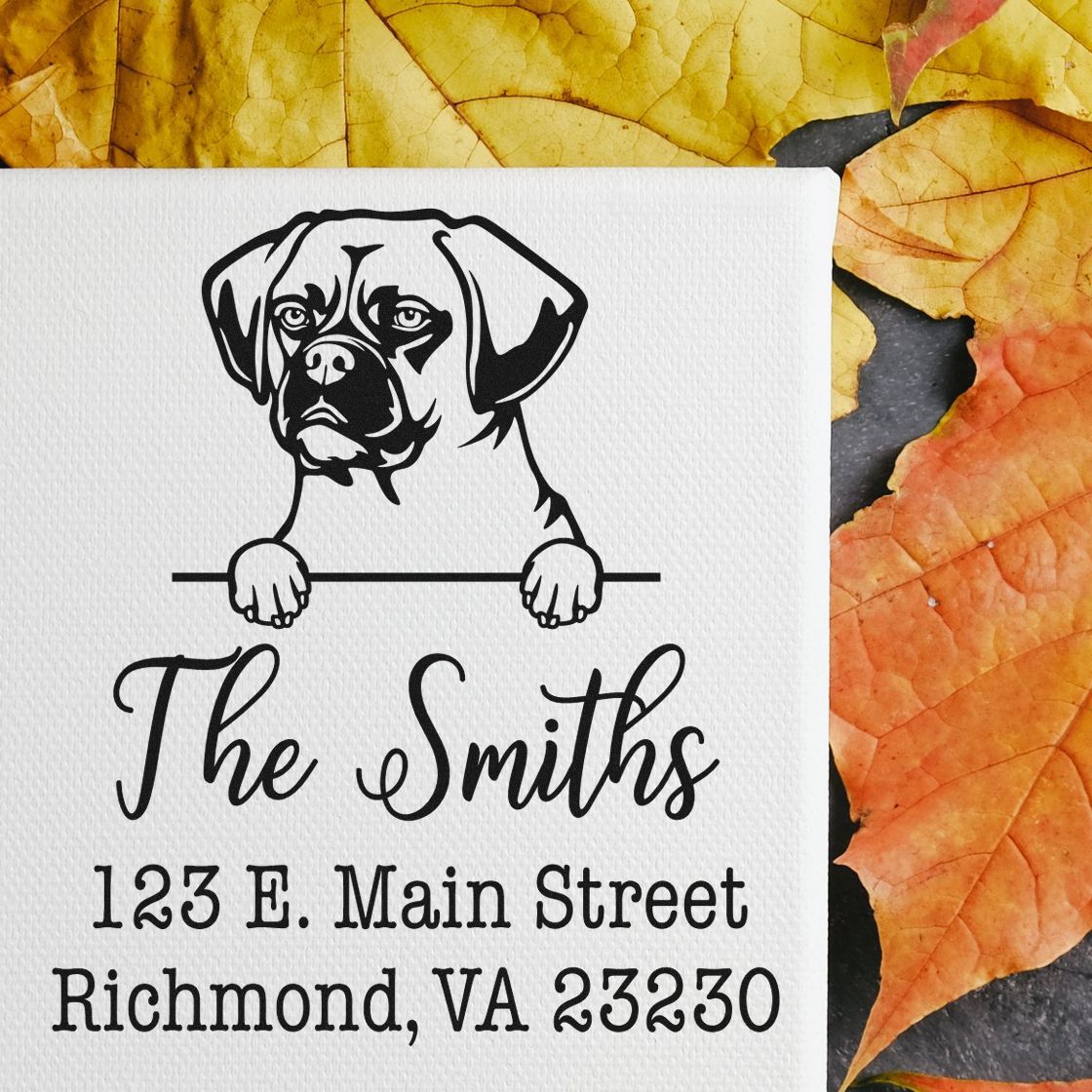 Wood Handle Puggle Customizable Home Address Stamper