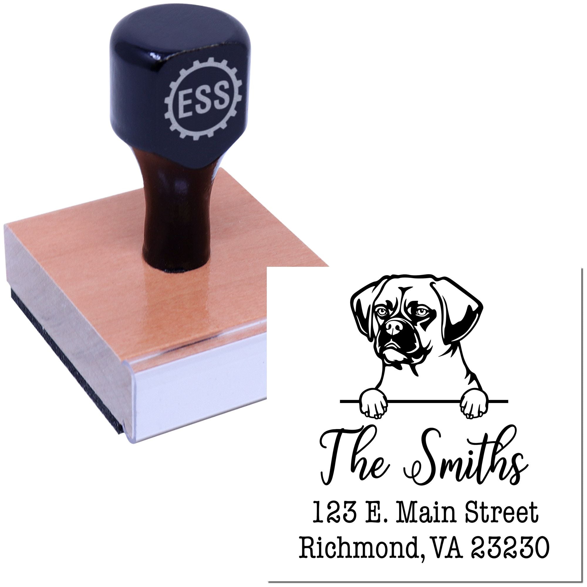 Wood Handle Puggle Customizable Home Address Stamper