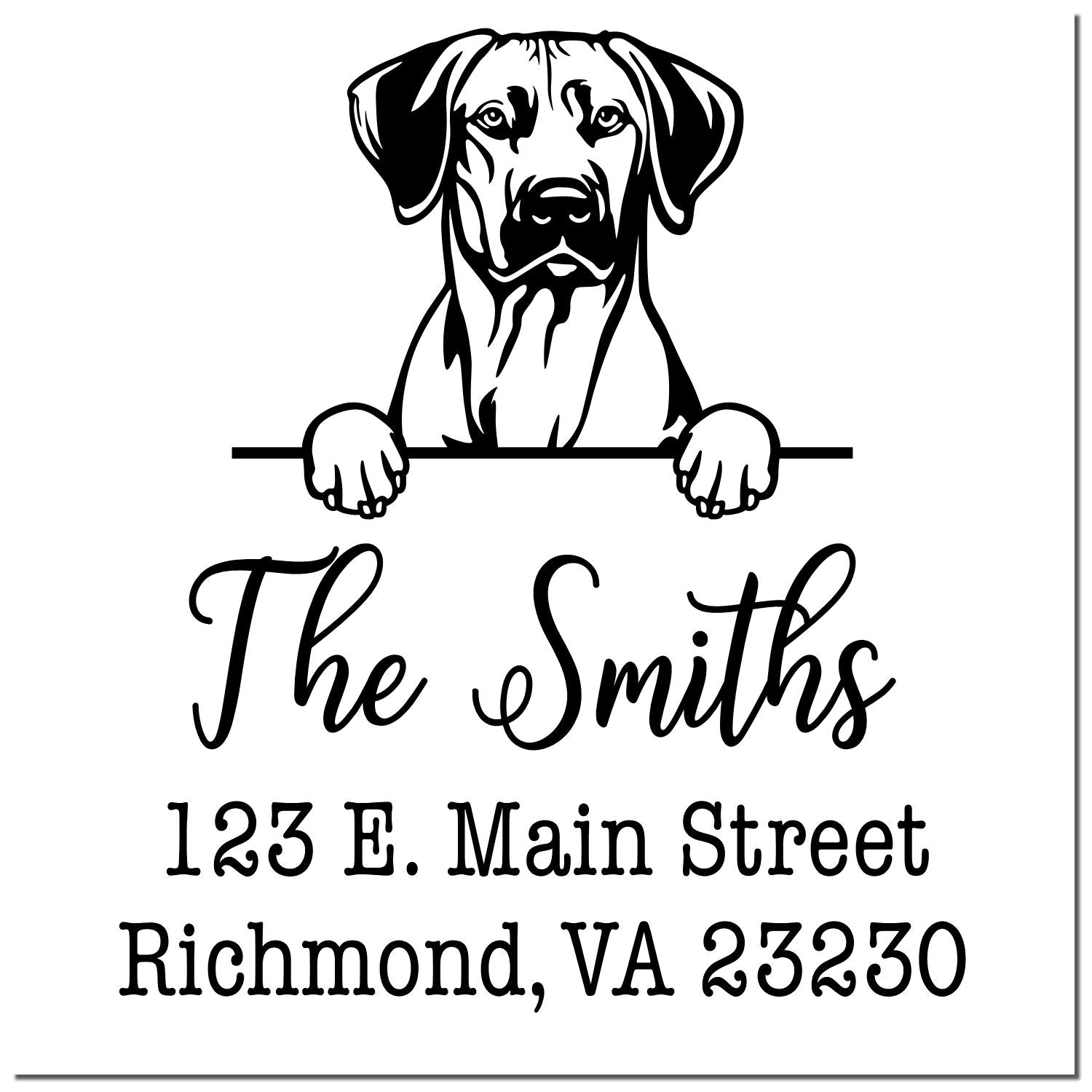 Wood Handle Rhodesian Ridgeback Customizable House Address Stamp