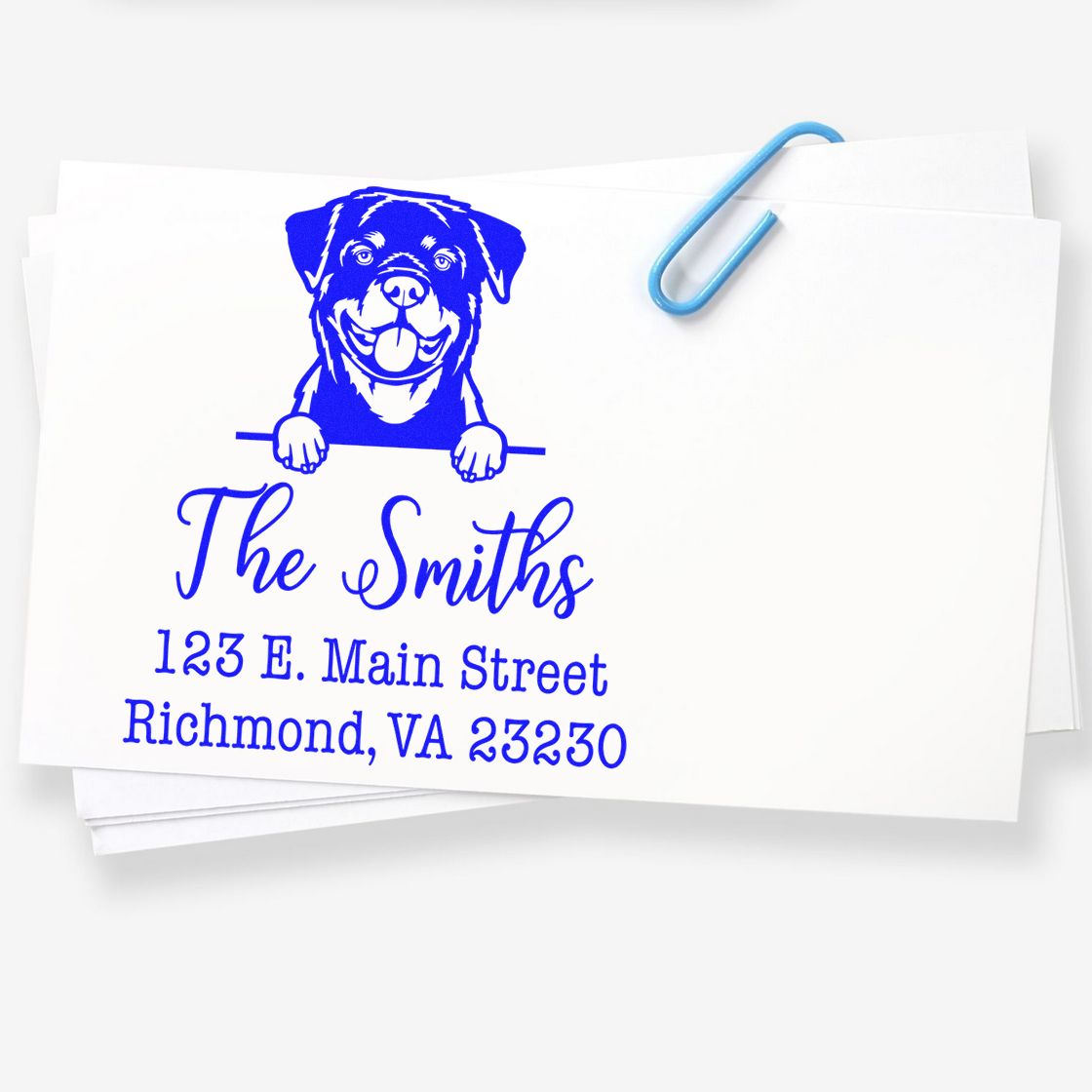 Wood Handle Rottweiler Customizable House Address Stamp for Envelopes