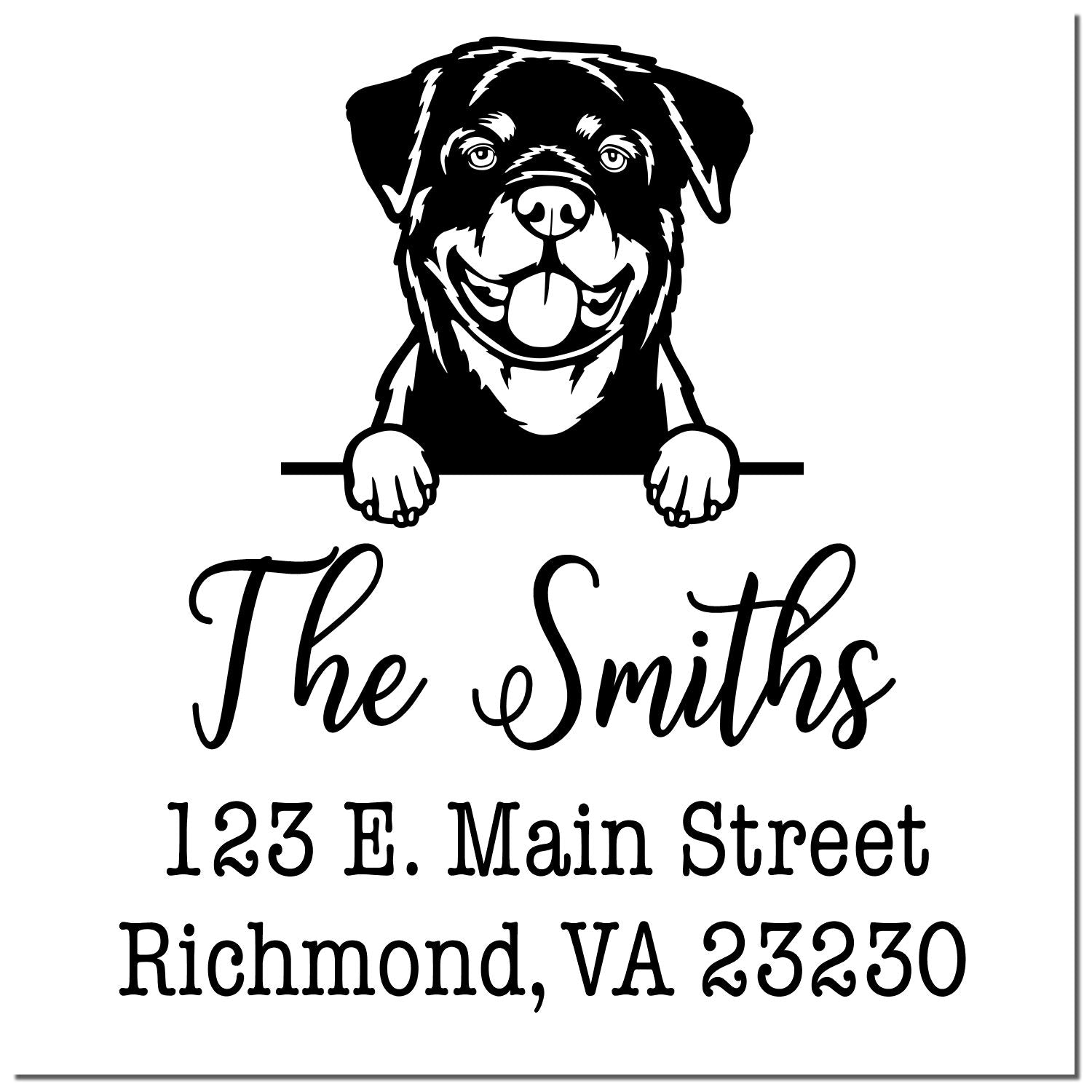 Wood Handle Rottweiler Customizable House Address Stamp for Envelopes