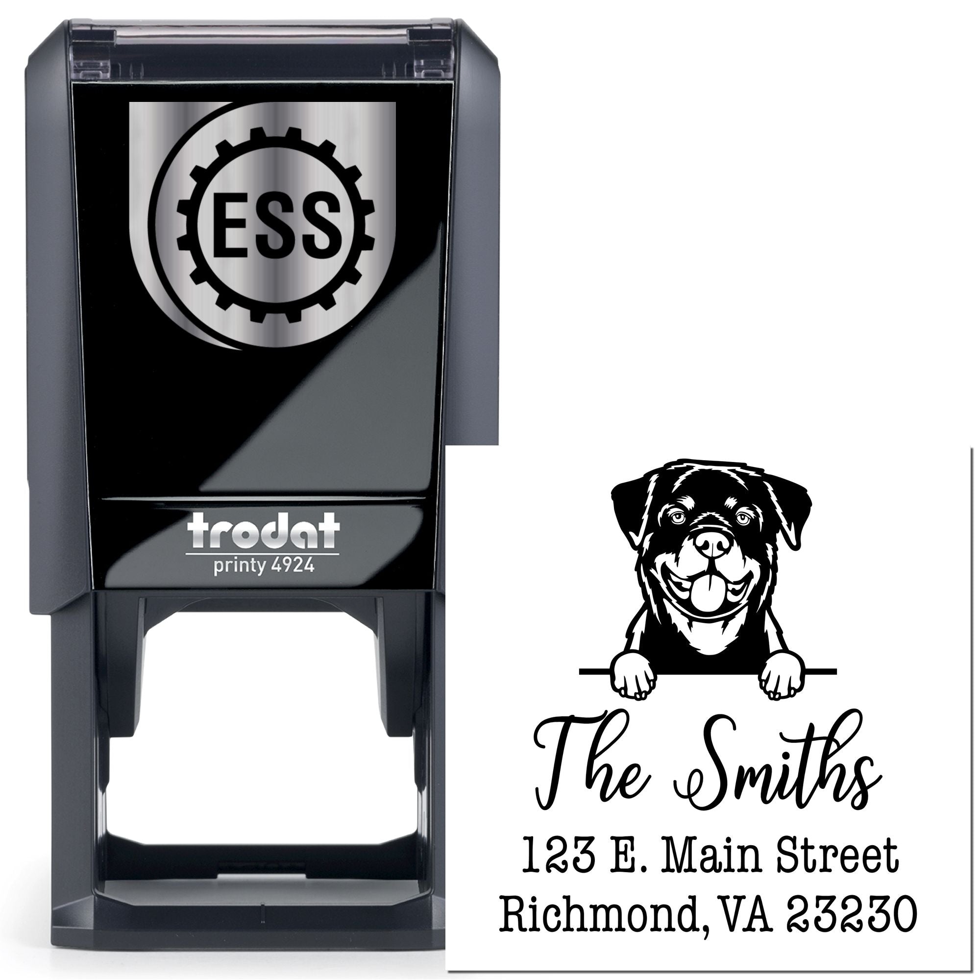 Self-Inking Rottweiler Handcrafted Address Rubber Stamp