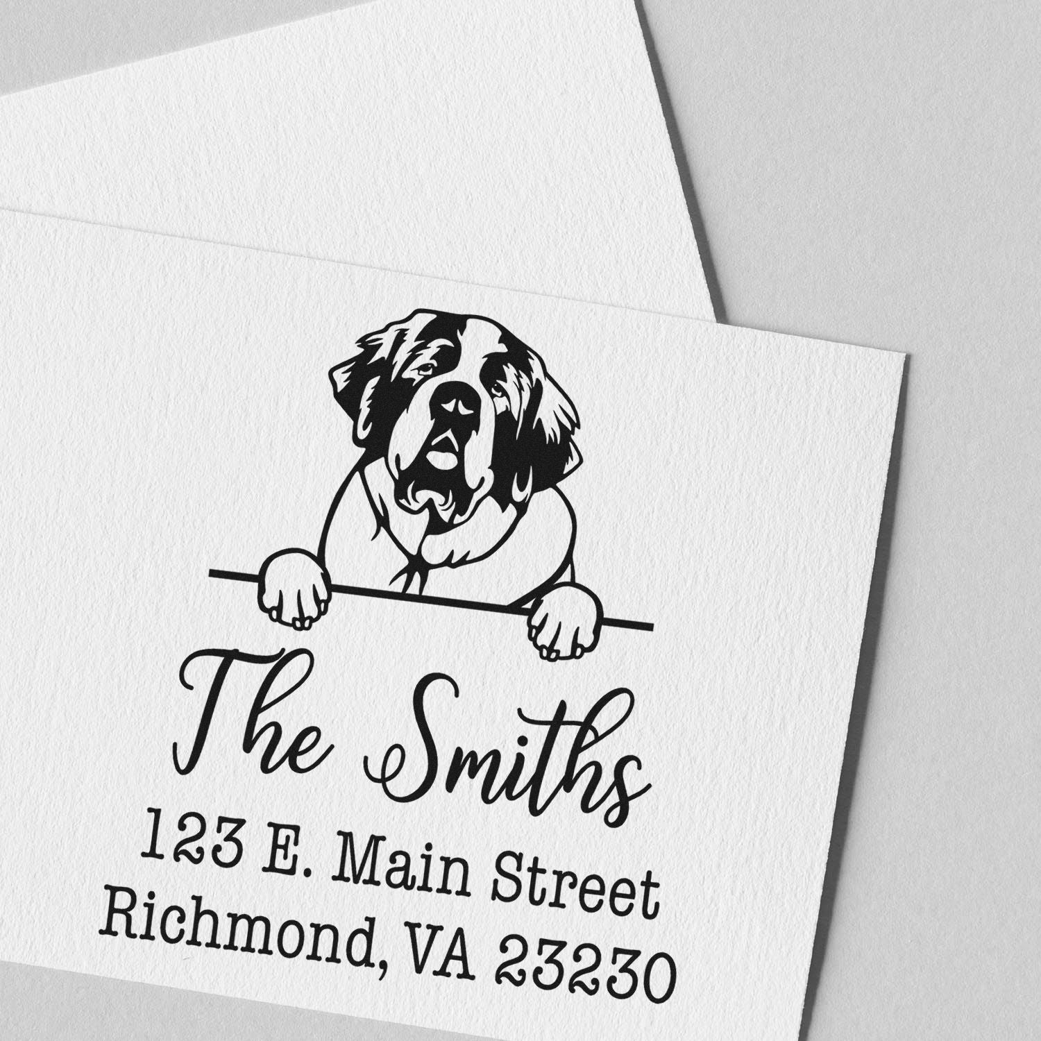 Wood Handle Saint Bernard Customizable Mail Address Stamper