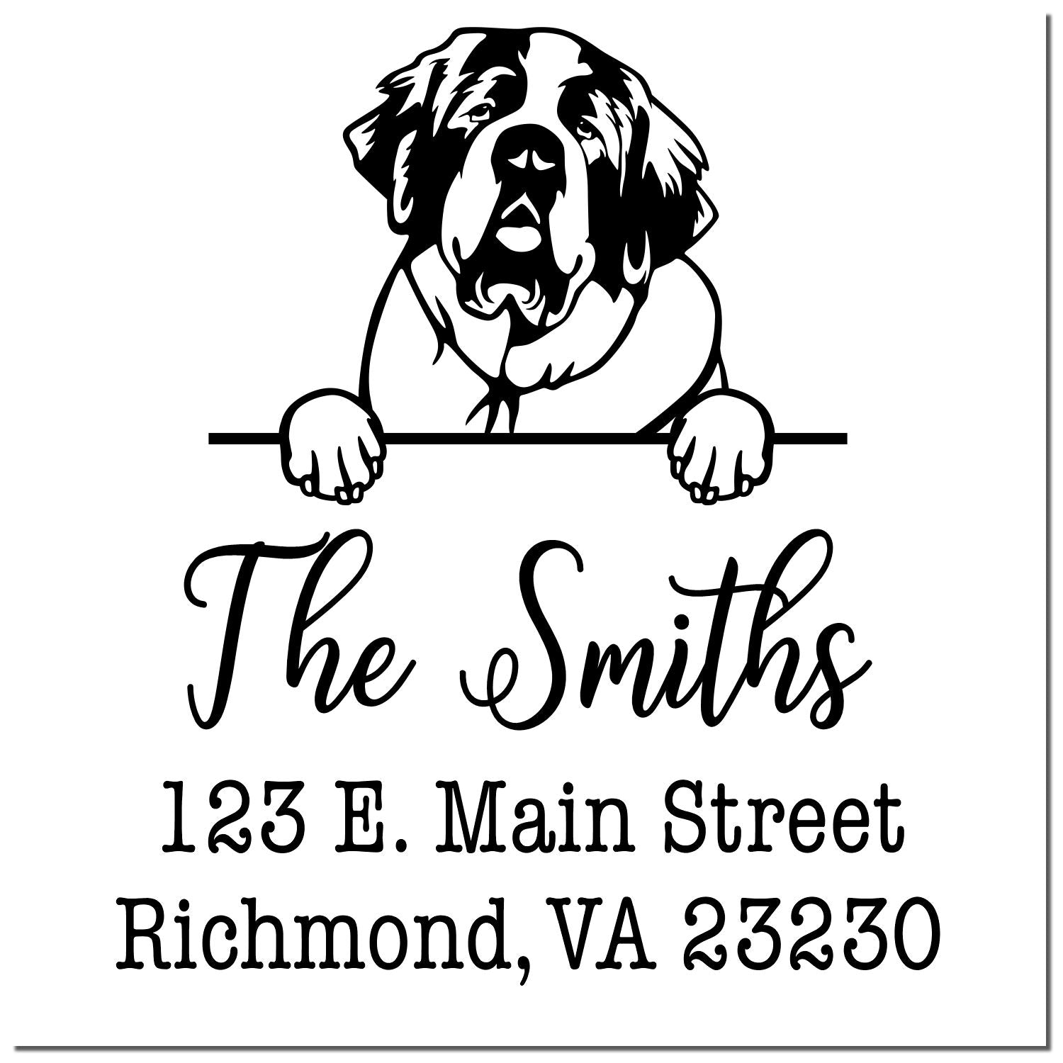 Wood Handle Saint Bernard Customizable Mail Address Stamper