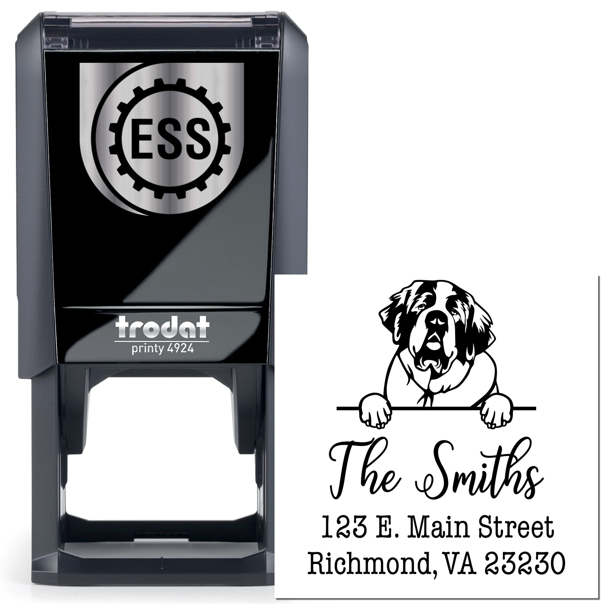 Self-Inking Saint Bernard Handcrafted Custom Address Stamp for Envelopes