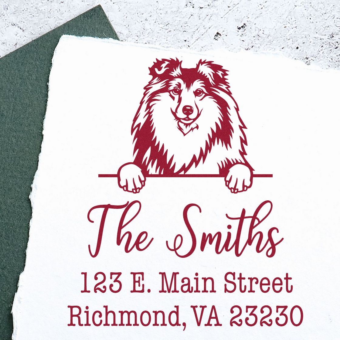 Self-Inking Shetland Sheepdog Handcrafted Address Stamp for Envelopes