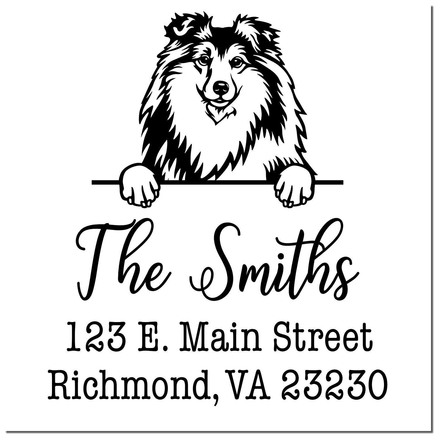 Self-Inking Shetland Sheepdog Handcrafted Address Stamp for Envelopes