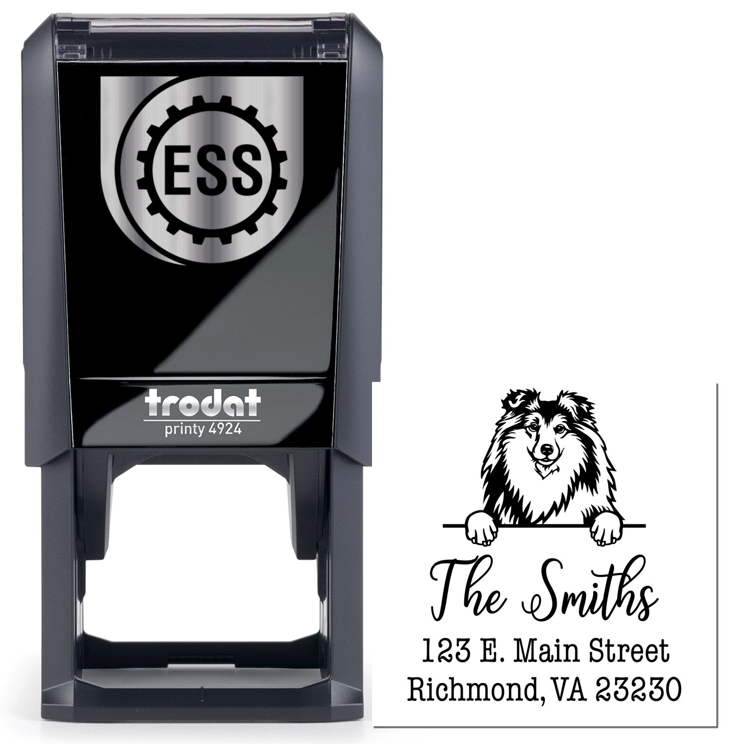 Self-Inking Shetland Sheepdog Handcrafted Address Stamp for Envelopes