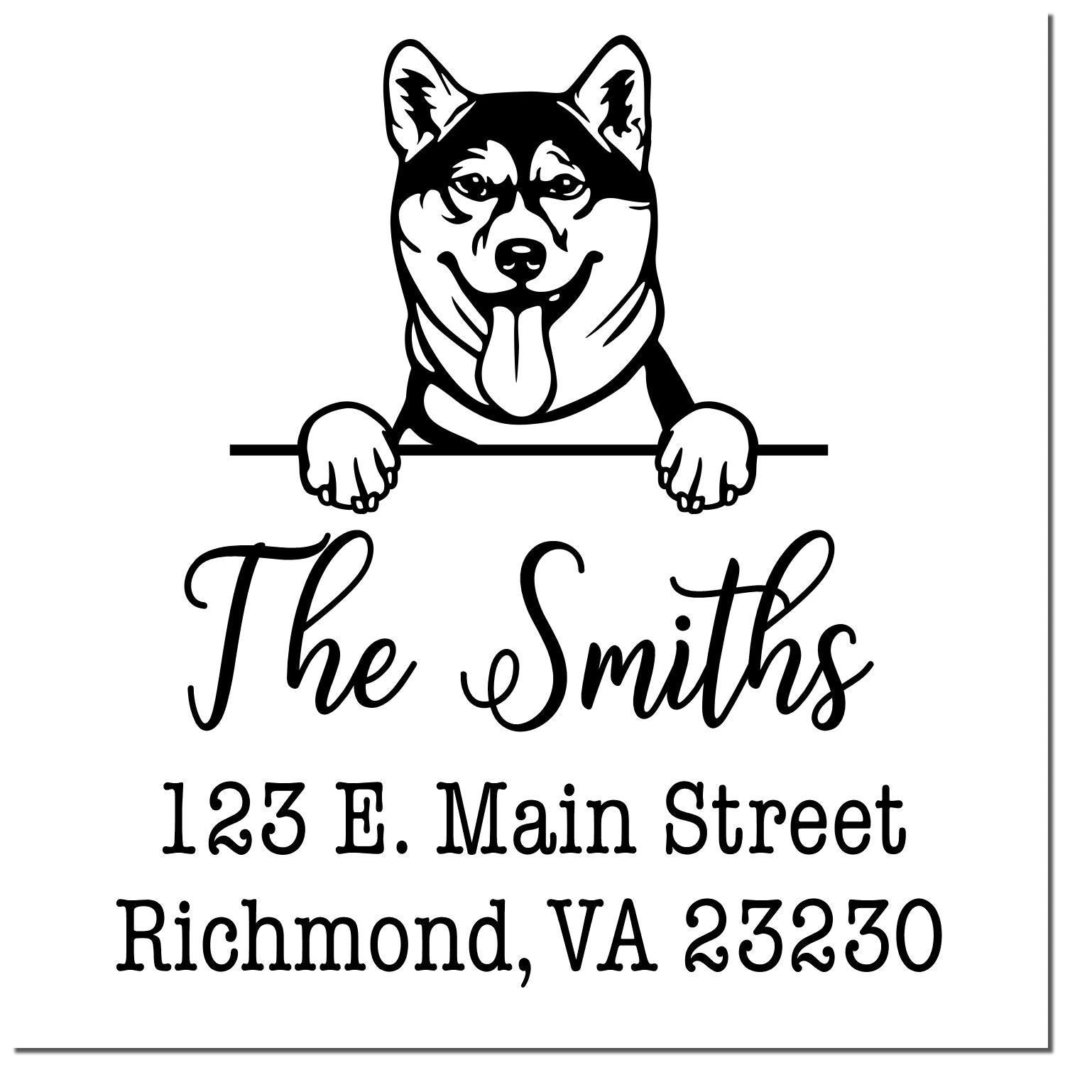 PSI Pre-Inked Shiba Inu Personalizable House Address Rubber Stamp - Engineer Seal Stamps