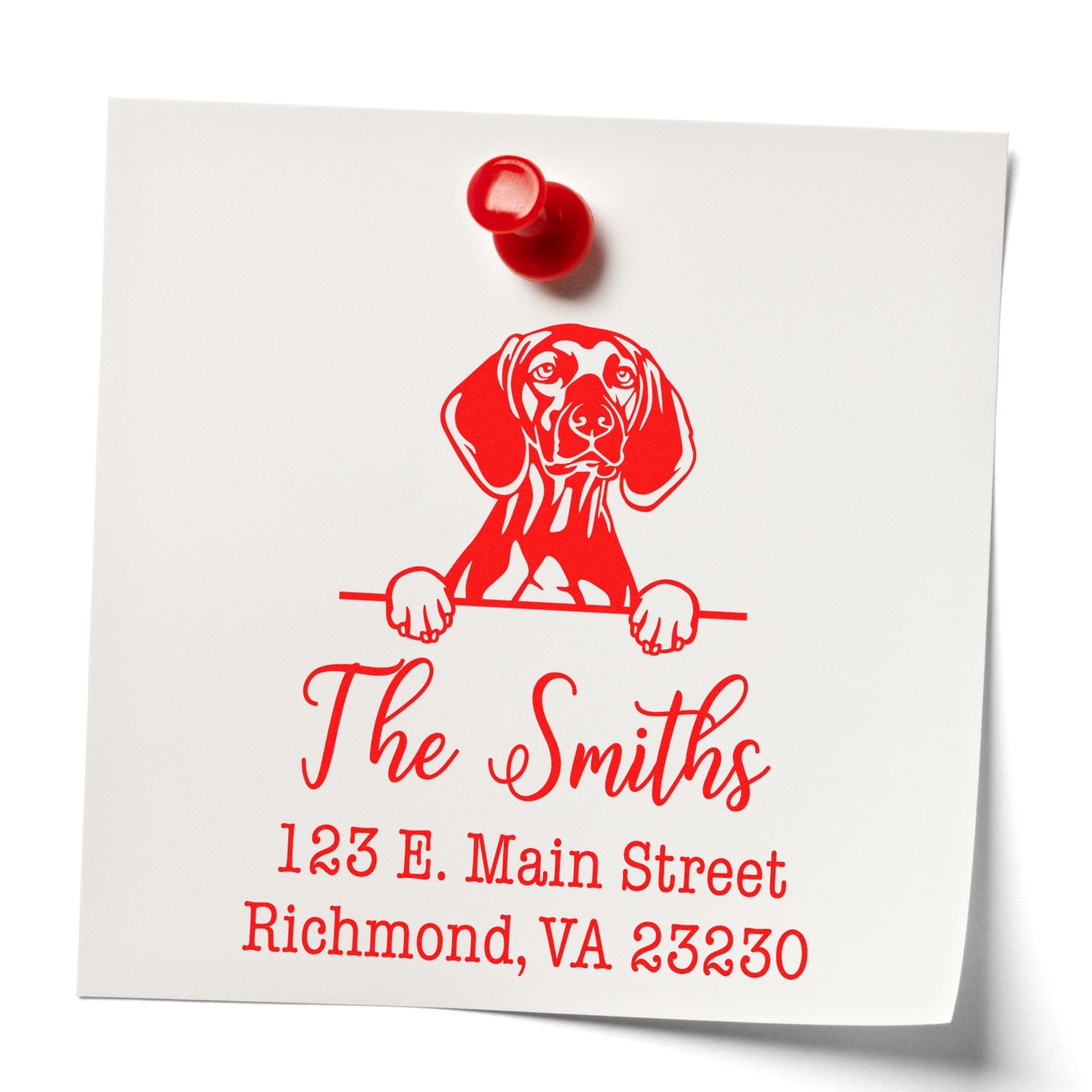 Wood Handle Vizslas Customizable Mail Label Stamp