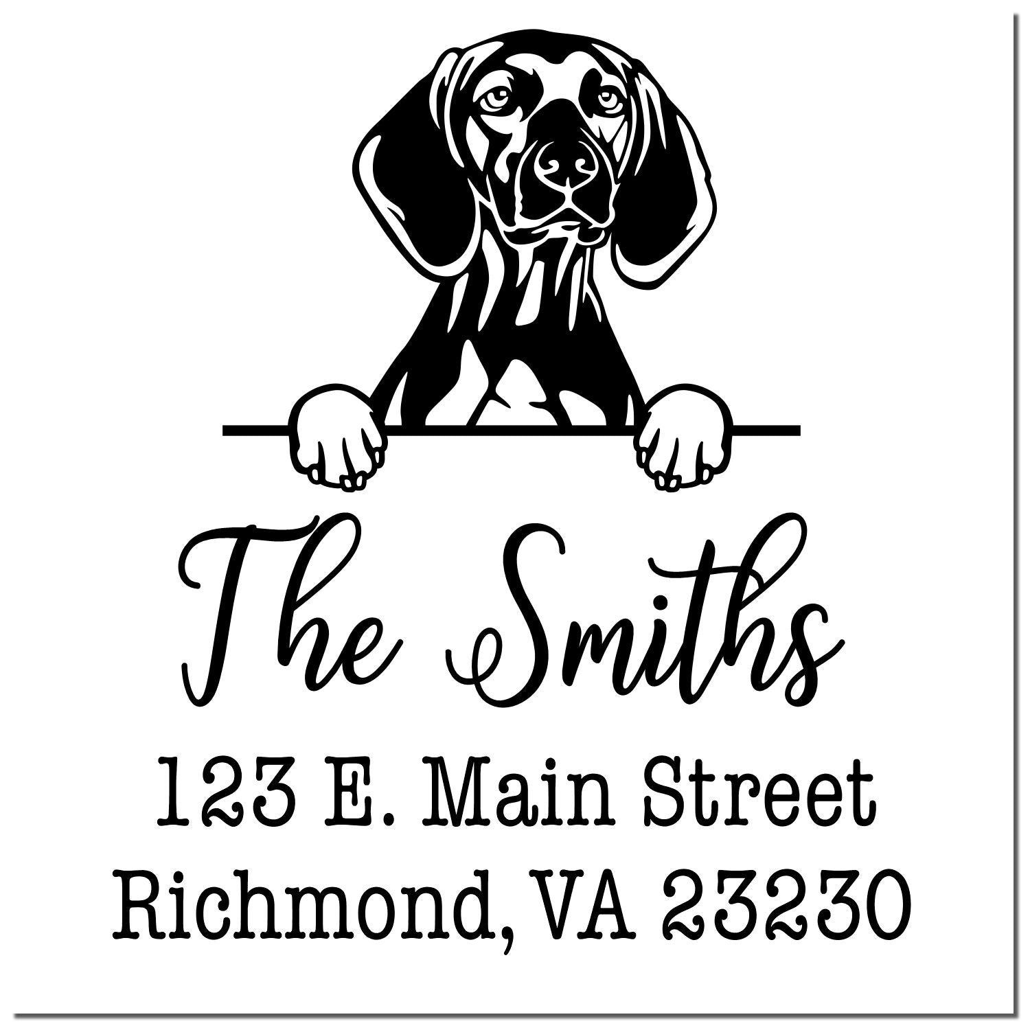 Wood Handle Vizslas Customizable Mail Label Stamp