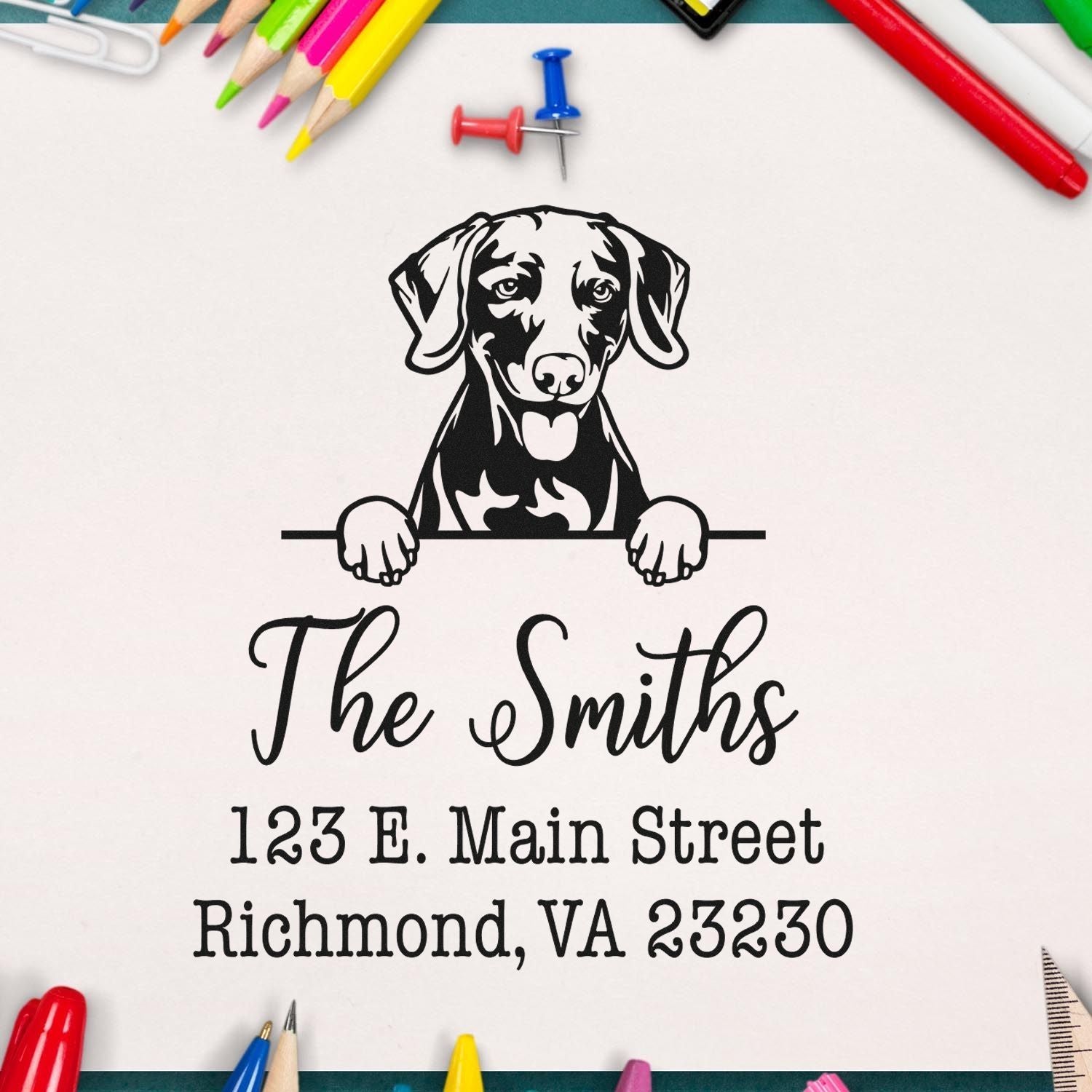 Self-Inking Weimaraner Handcrafted Custom Return Address Stamp