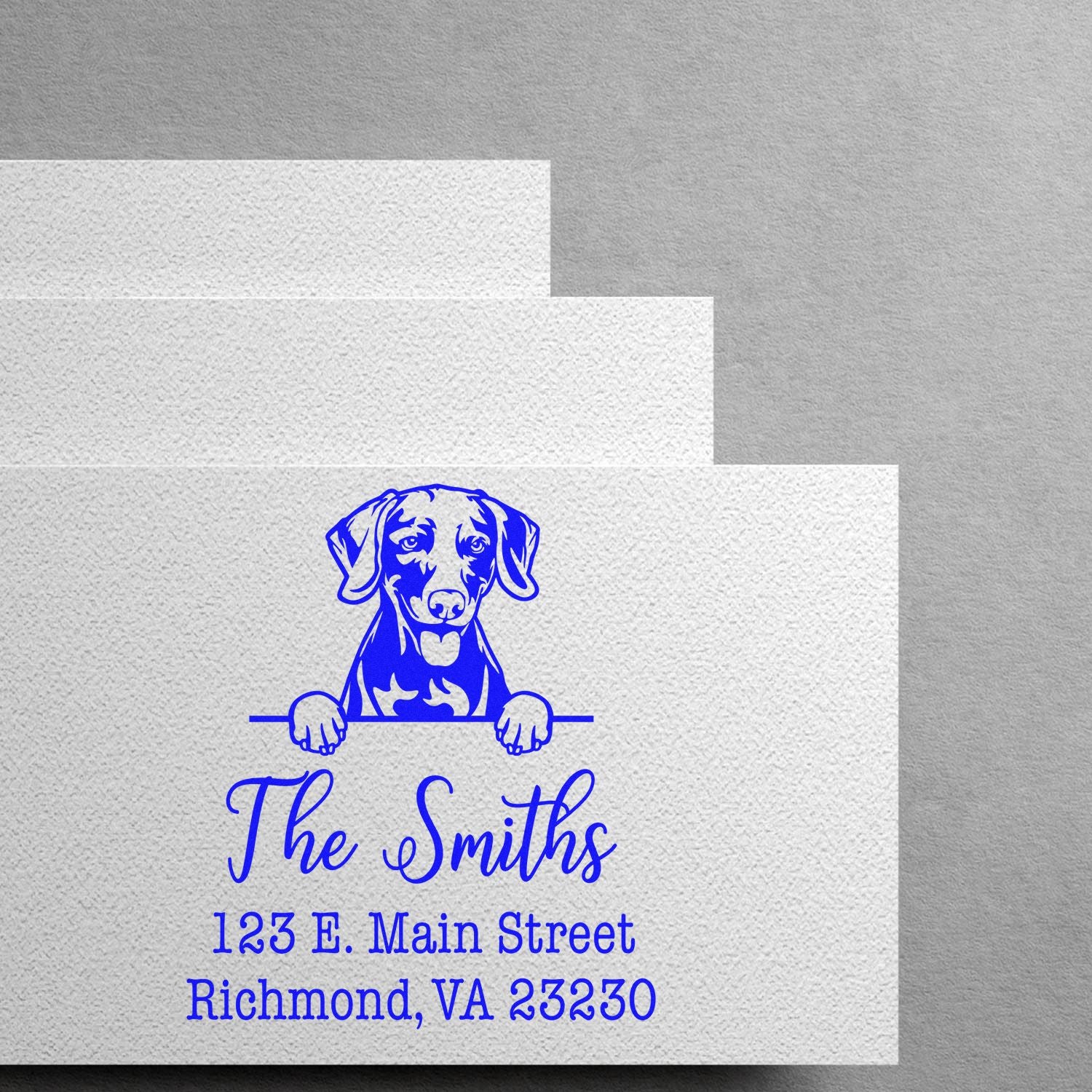 Wood Handle Weimaraner Customizable Mail Label Stamp for Envelopes