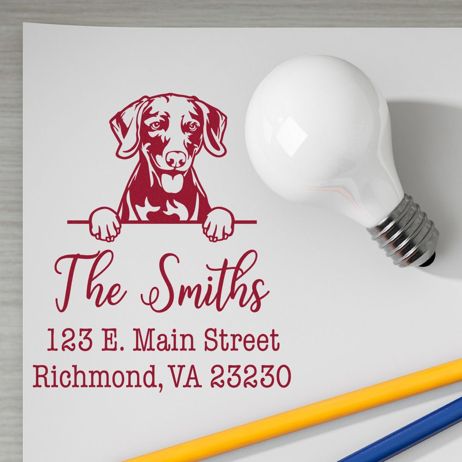 Self-Inking Weimaraner Handcrafted Custom Return Address Stamp