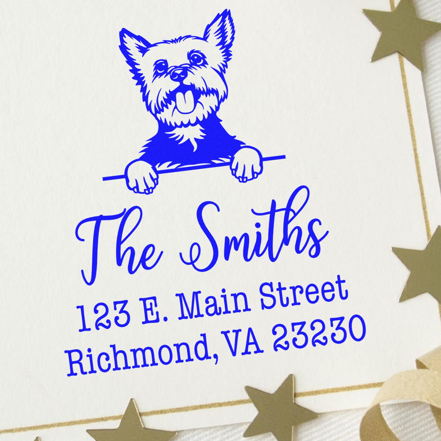 Self-Inking Yorkie Handcrafted Dog Design Address Rubber Stamp