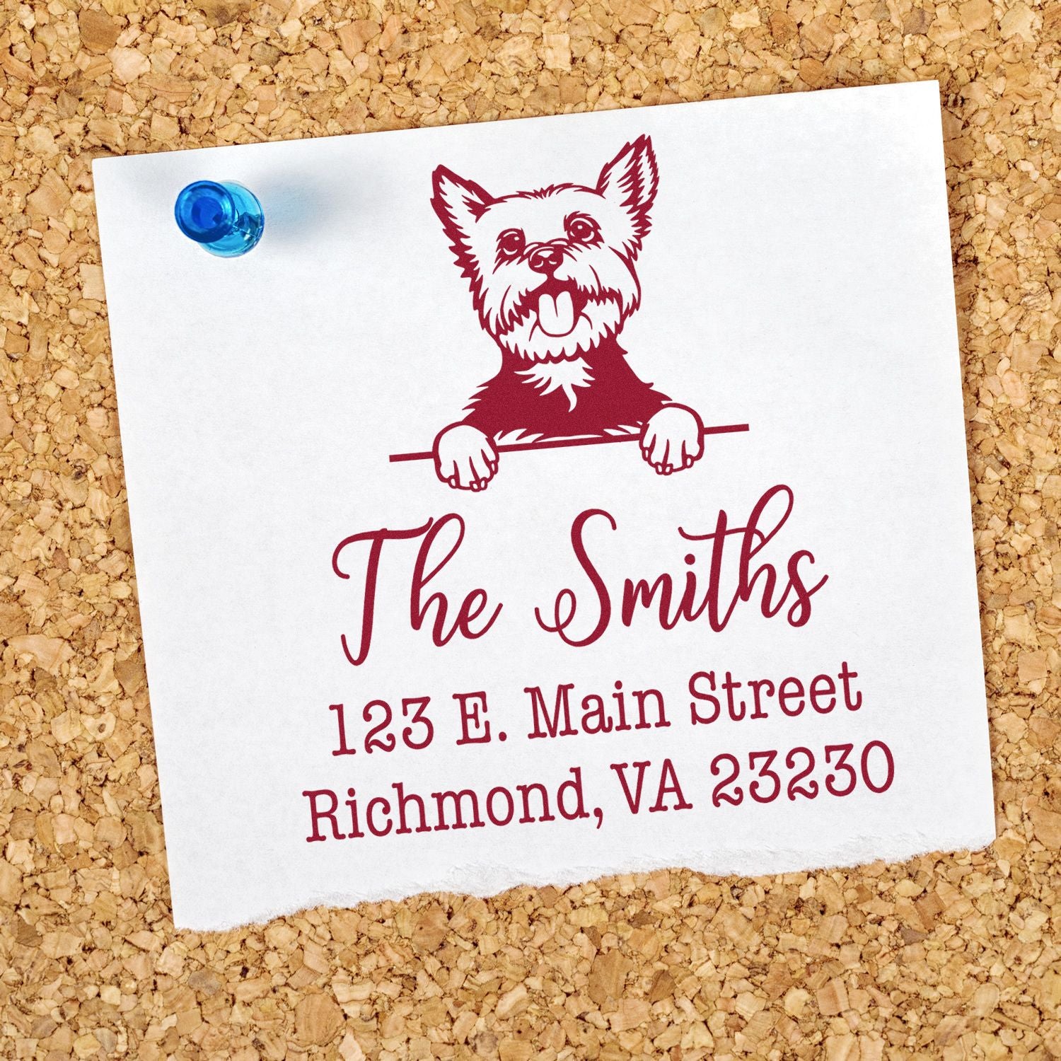 Self-Inking Yorkie Handcrafted Dog Design Address Rubber Stamp