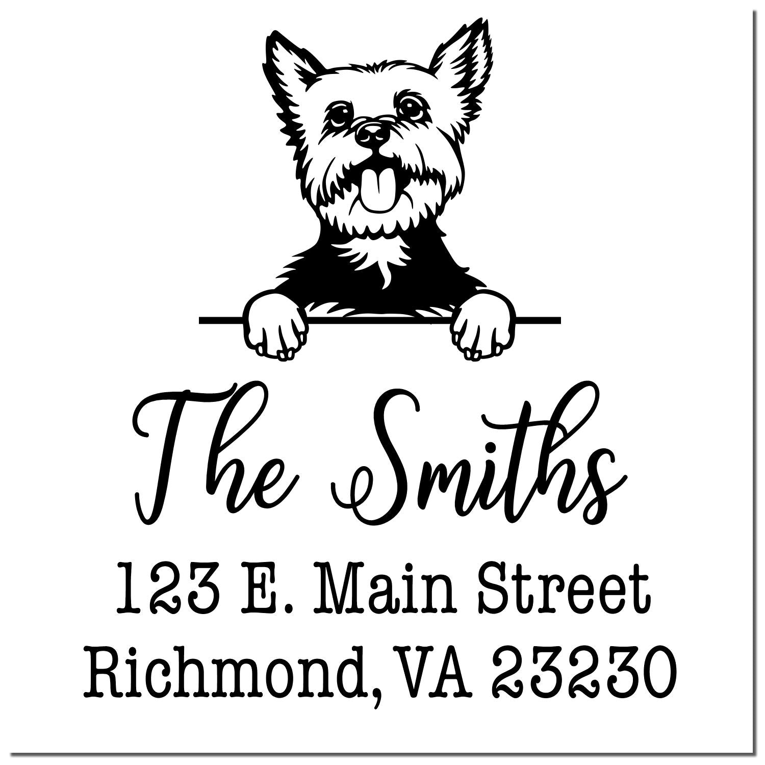 Self-Inking Yorkie Handcrafted Dog Design Address Rubber Stamp