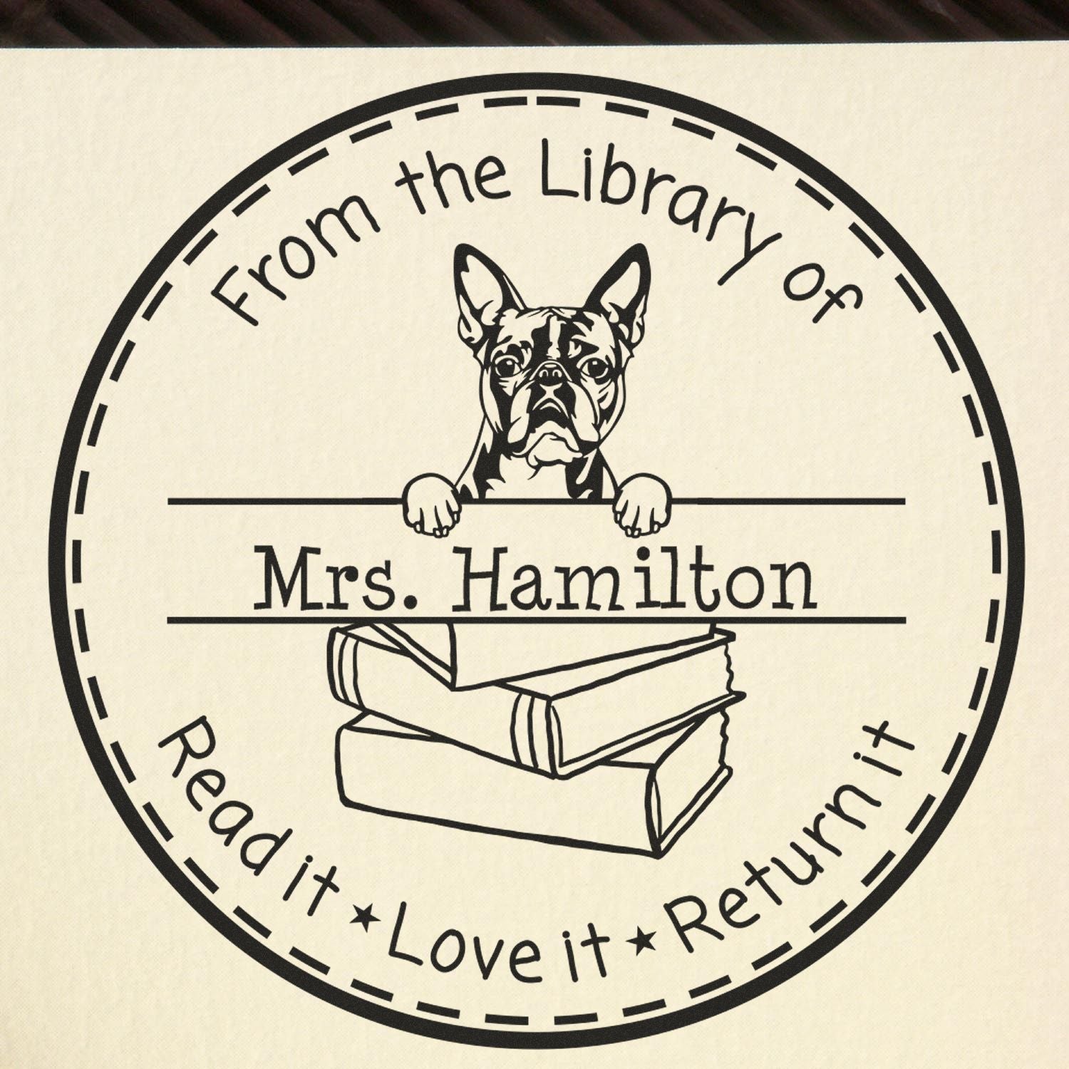 Boston Terrier Dog Customized Ownership For Books Stamper