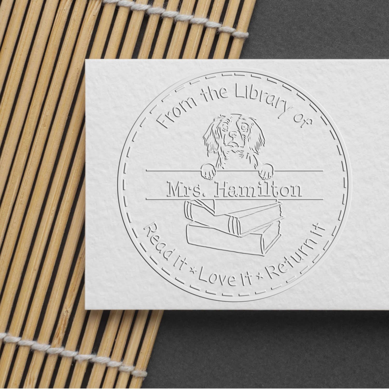 Desk Cavalier King Charles Spaniel Dog Custom Classroom Book Owner Seal - Engineer Seal Stamps