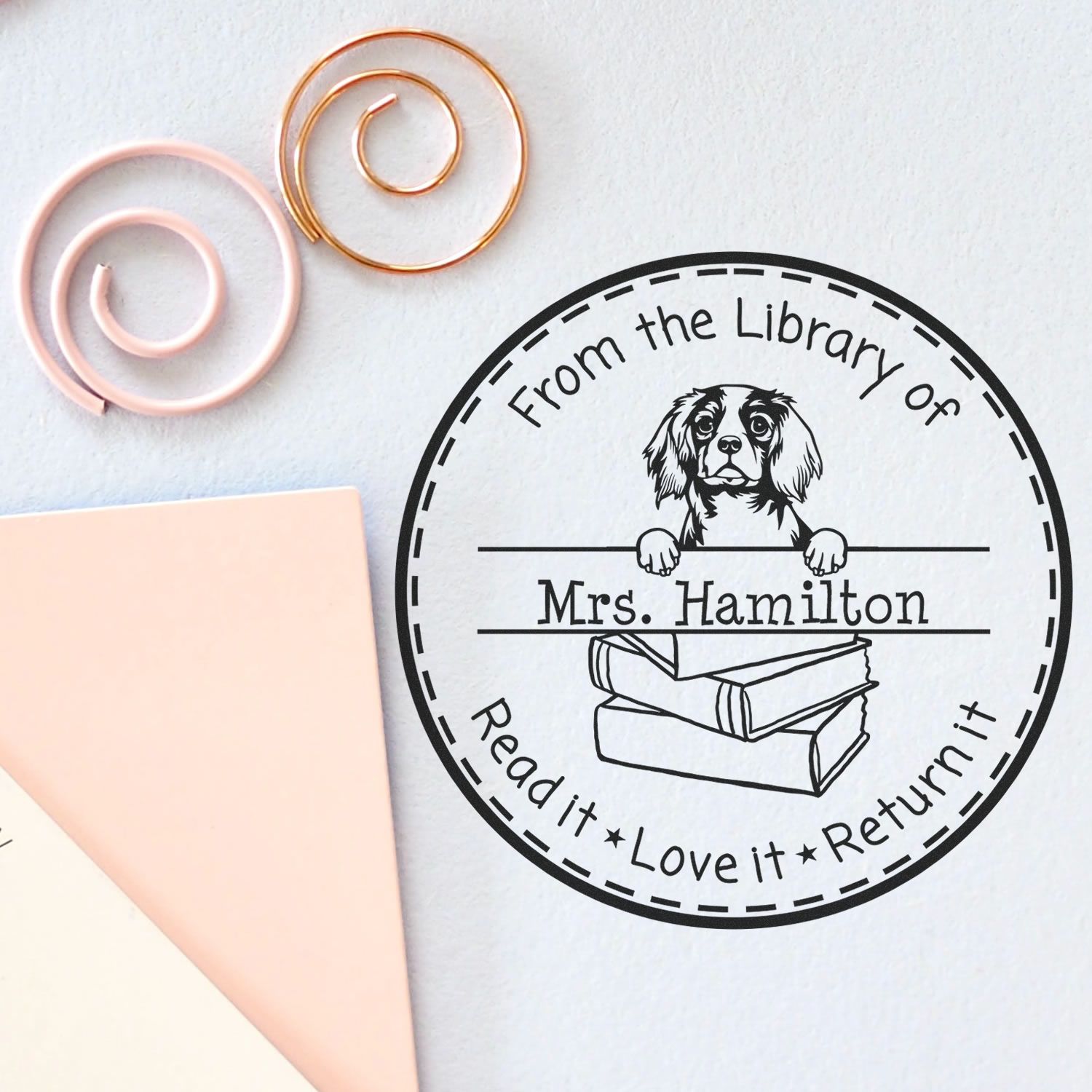 Cavalier King Charles Spaniel Dog Customized Library Personalization Stamper