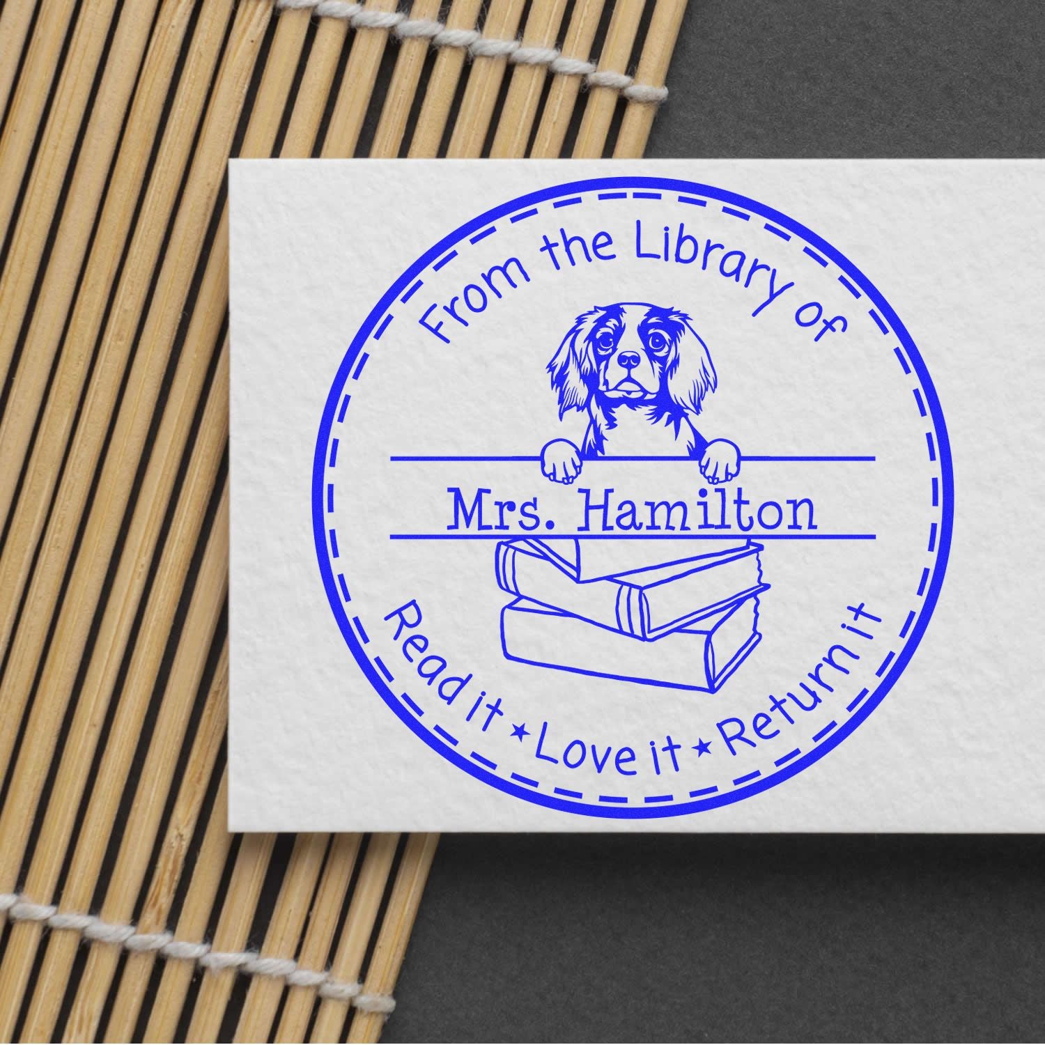 Cavalier King Charles Spaniel Dog Customized Library Personalization Stamper