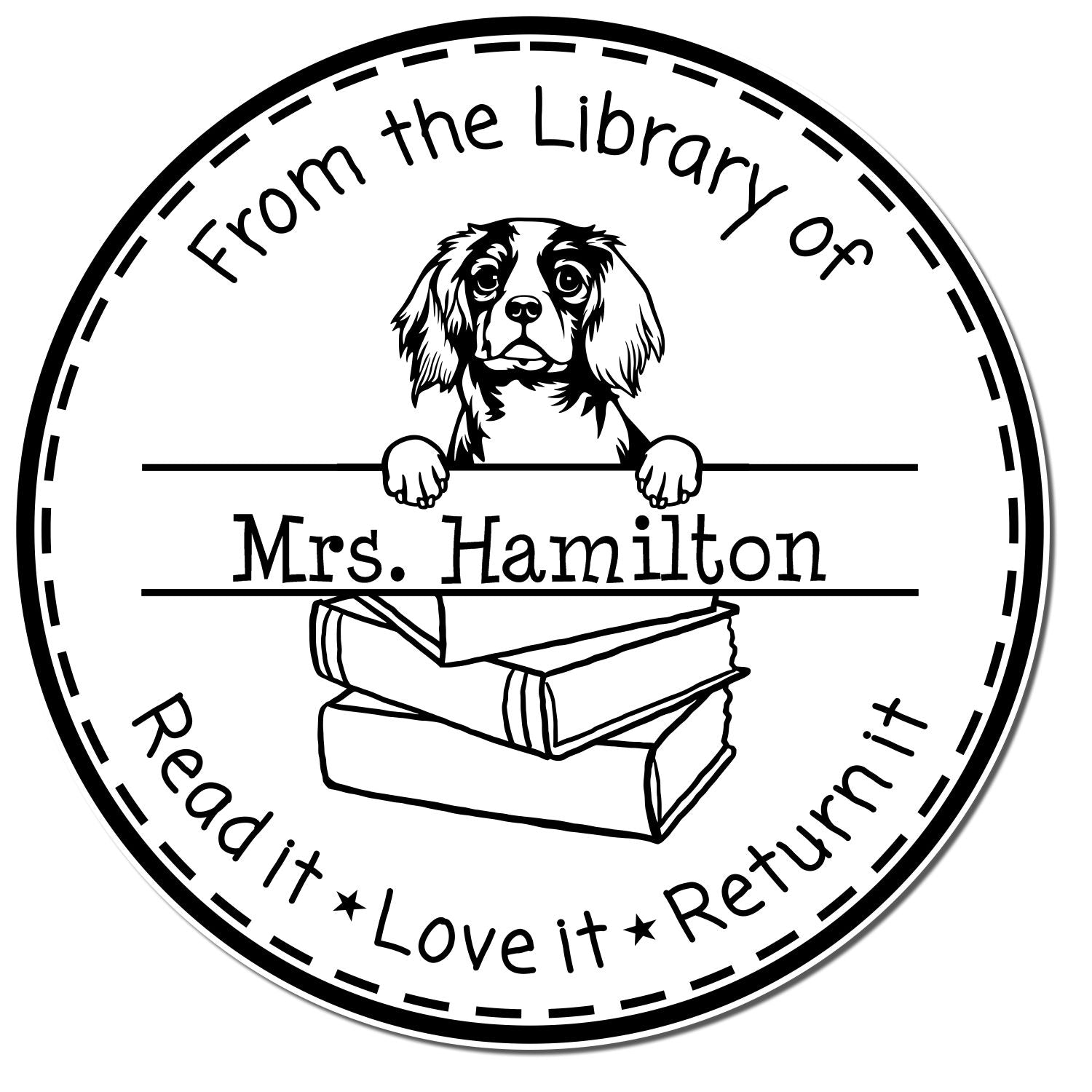 Cavalier King Charles Spaniel Dog Customized Library Personalization Stamper