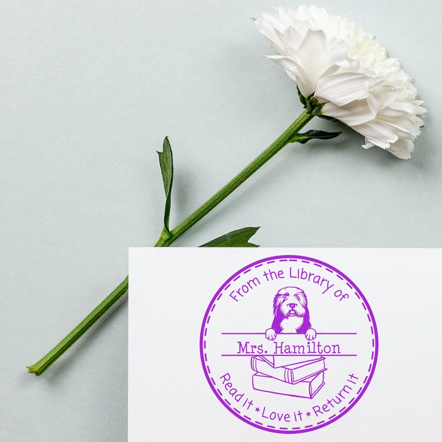 Old English Sheepdogs Custom-Made Teacher Book Stamper