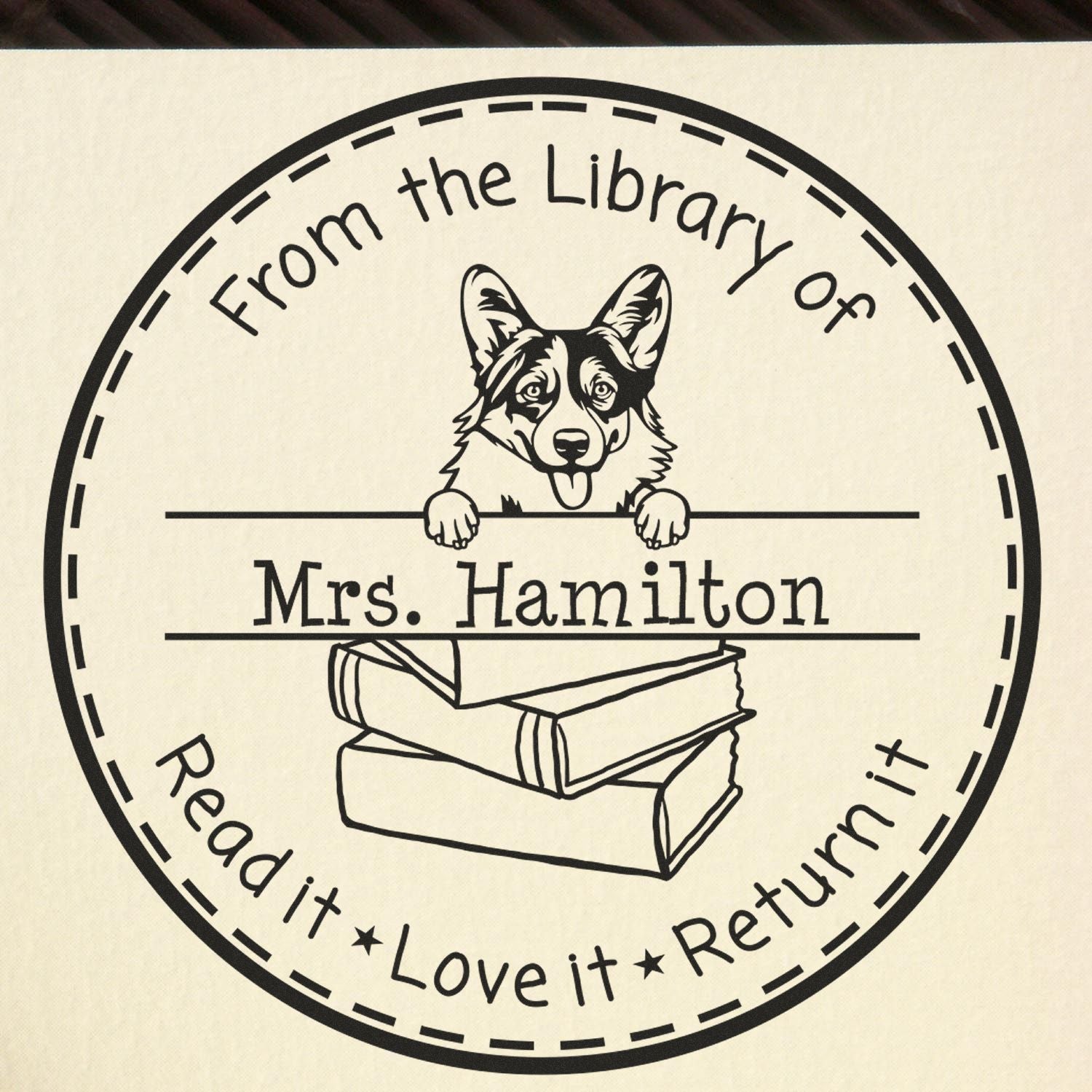 Pembroke Welsh Corgis Custom-Made Teacher Book Stamp - Engineer Seal Stamps
