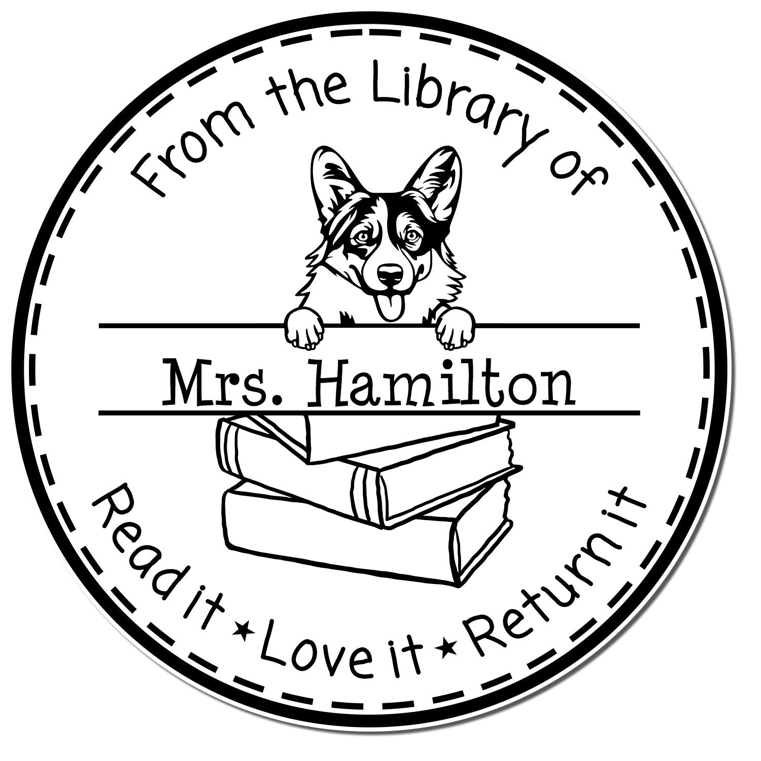 Pembroke Welsh Corgis Custom-Made Teacher Book Stamp - Engineer Seal Stamps