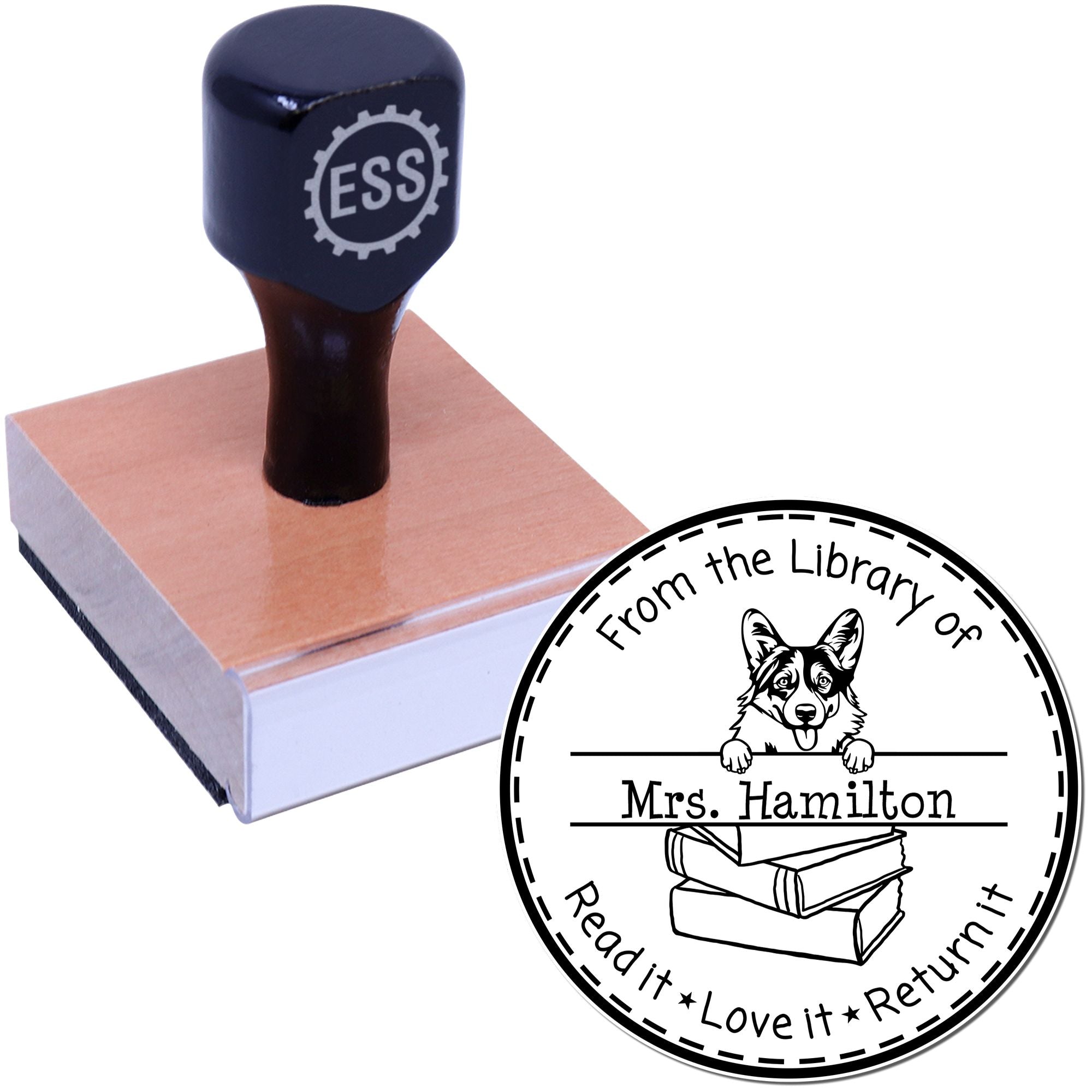 Cute Pembroke Welsh Corgis Dog Themed Read It Love It Return It For Book Sharing Stamper