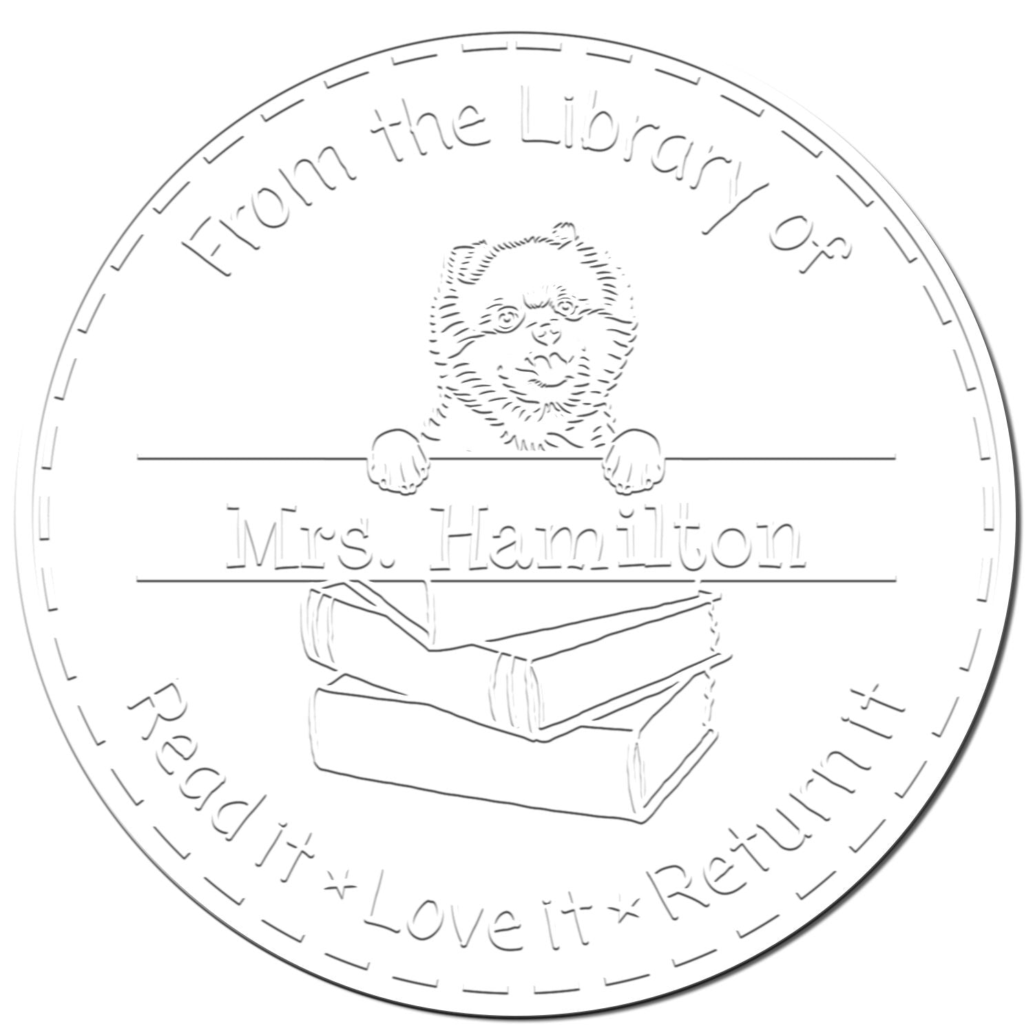 Custom Book Return Embossed Stamp with Pomeranians Dog - Engineer Seal Stamps