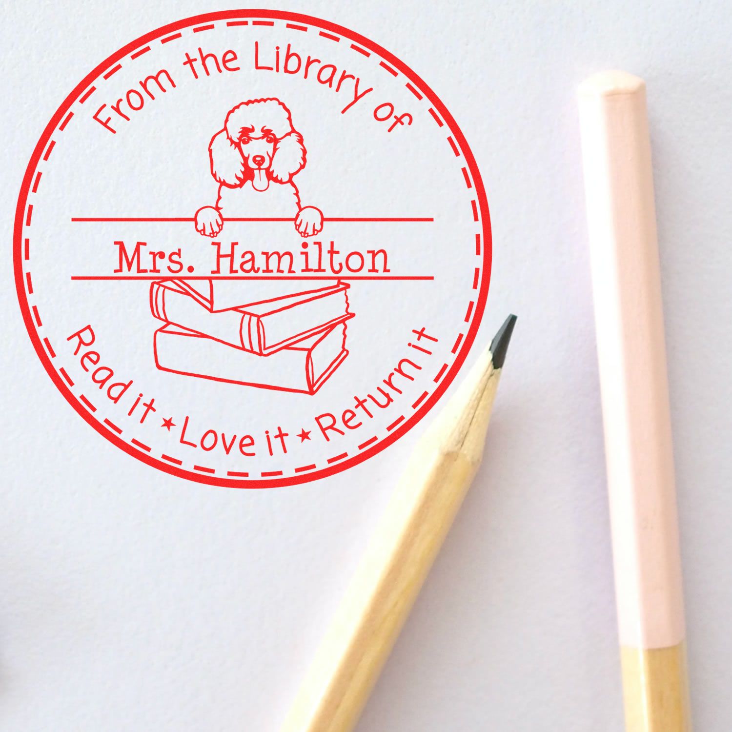 Poodle Dog Customized Property Of Teacher Stamper - Engineer Seal Stamps