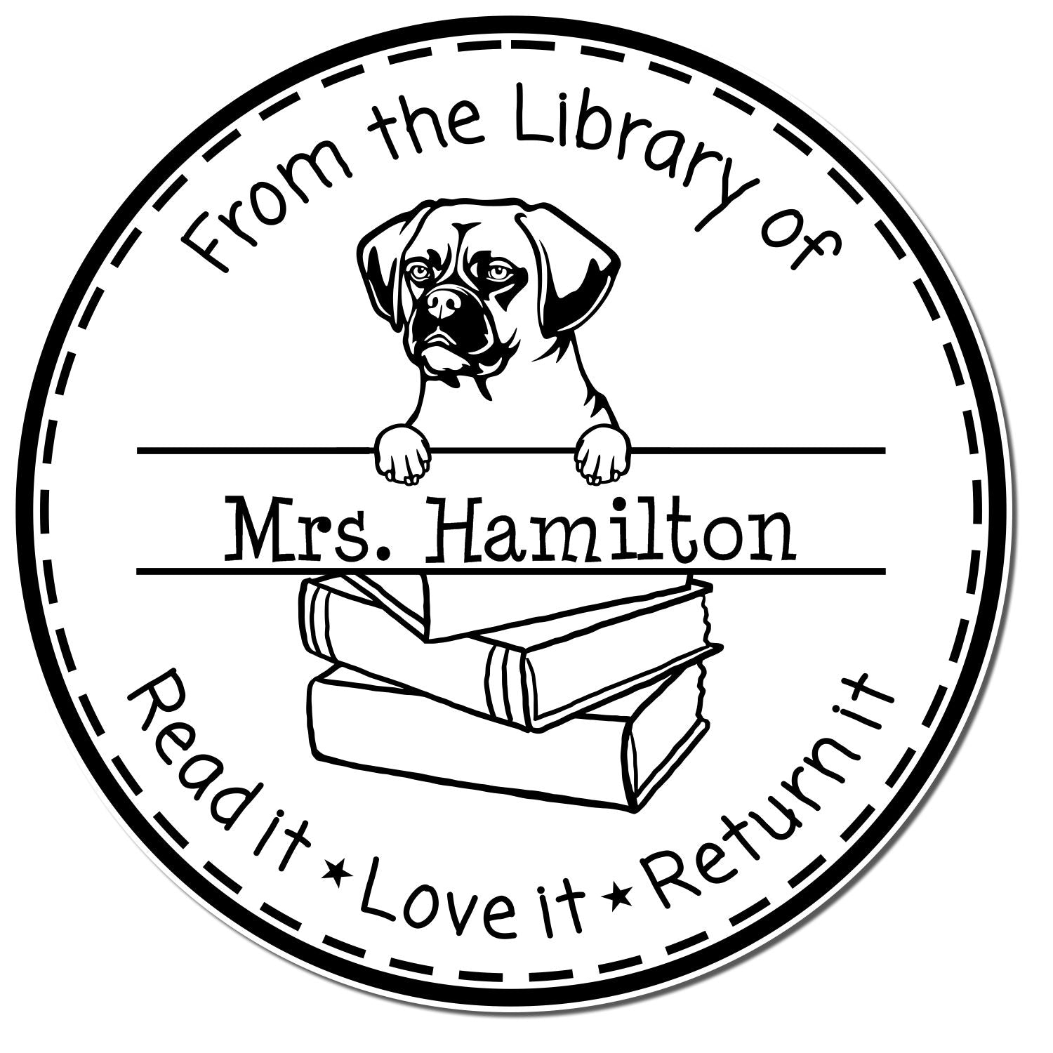 Customized Love Your Library Stamper with Puggle Dog