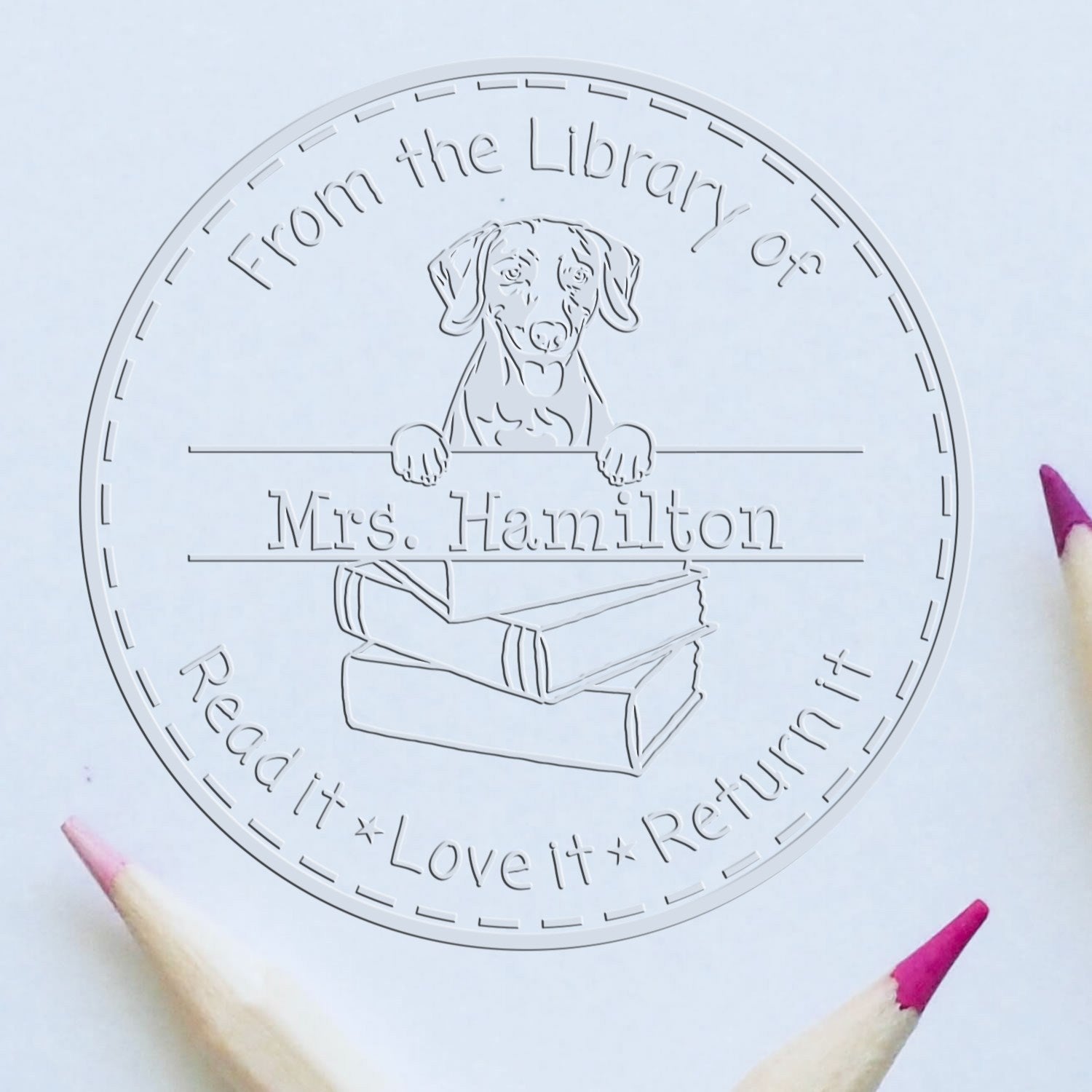 Weimaraner Dog Custom School Ideas Embossed Stamp