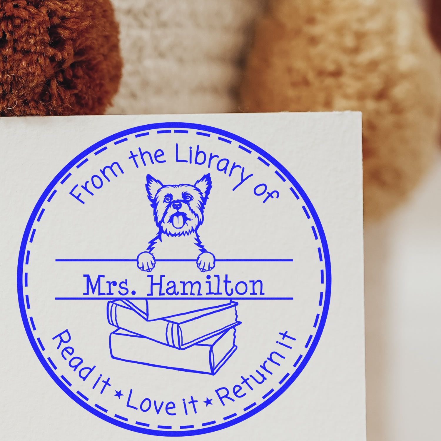 Yorkshire Terrier Dog Customized Book Lover Stamp