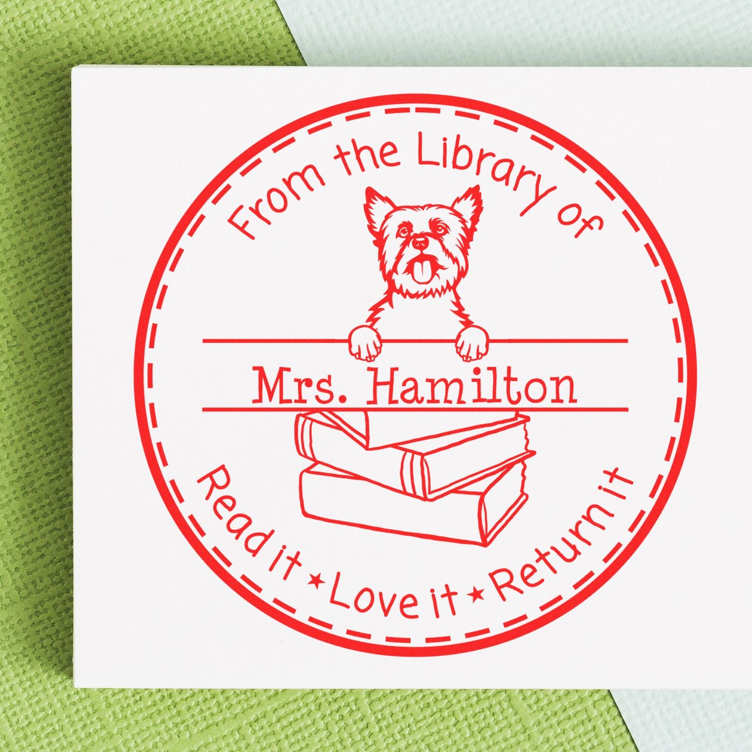 Yorkshire Terrier Dog Customized Book Lover Stamp