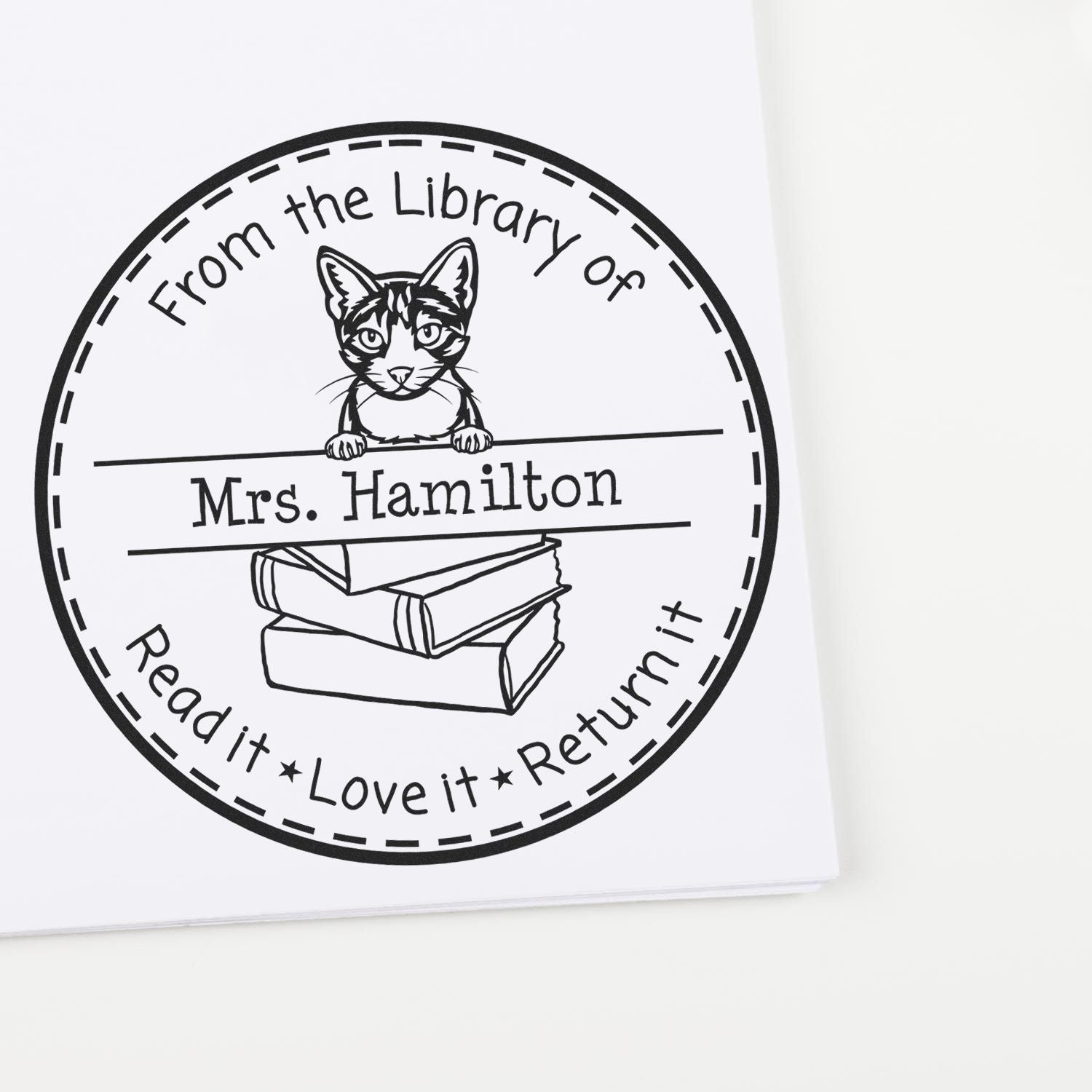 Personalized Library Tool For Stamper with Aegean Cat