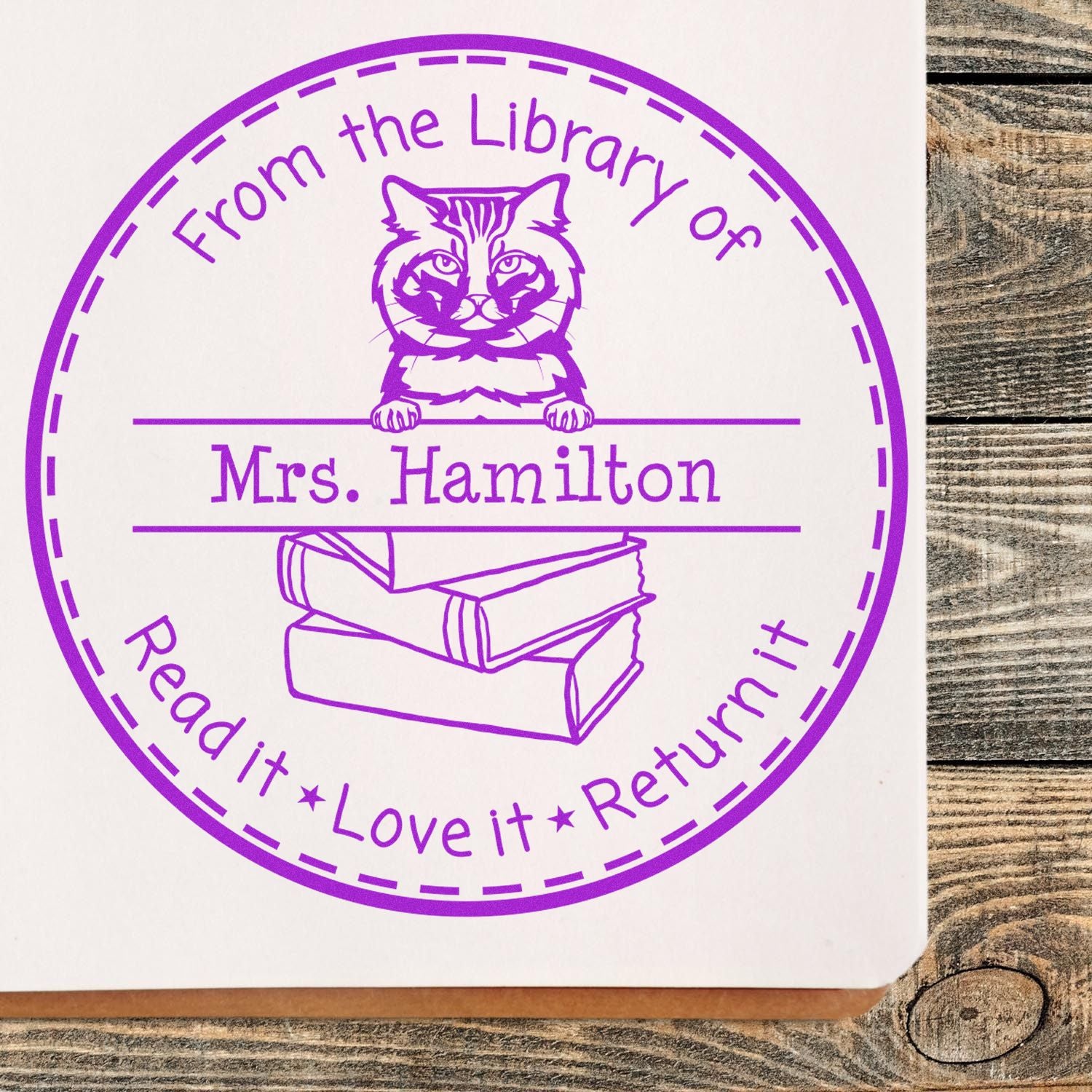 Personalized Resource Stamp with American Bobtail Cat