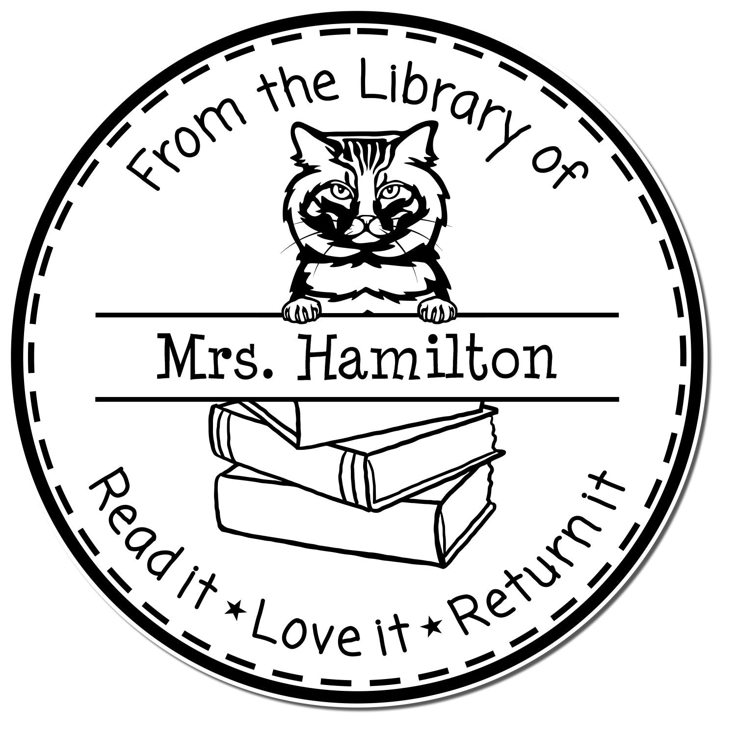 Personalized Resource Stamp with American Bobtail Cat