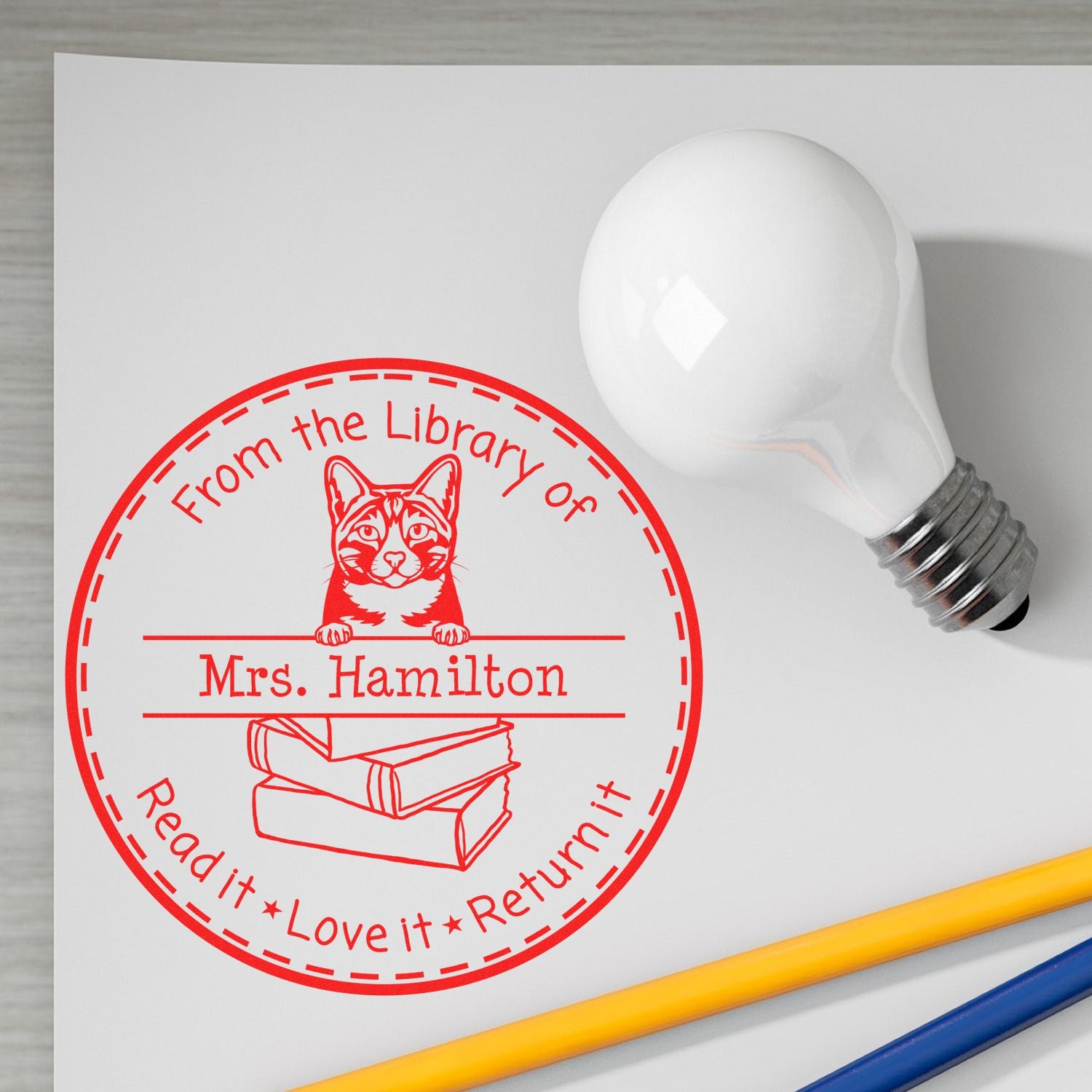 Personalized School Ideas Stamp with Arabian Mau Cat