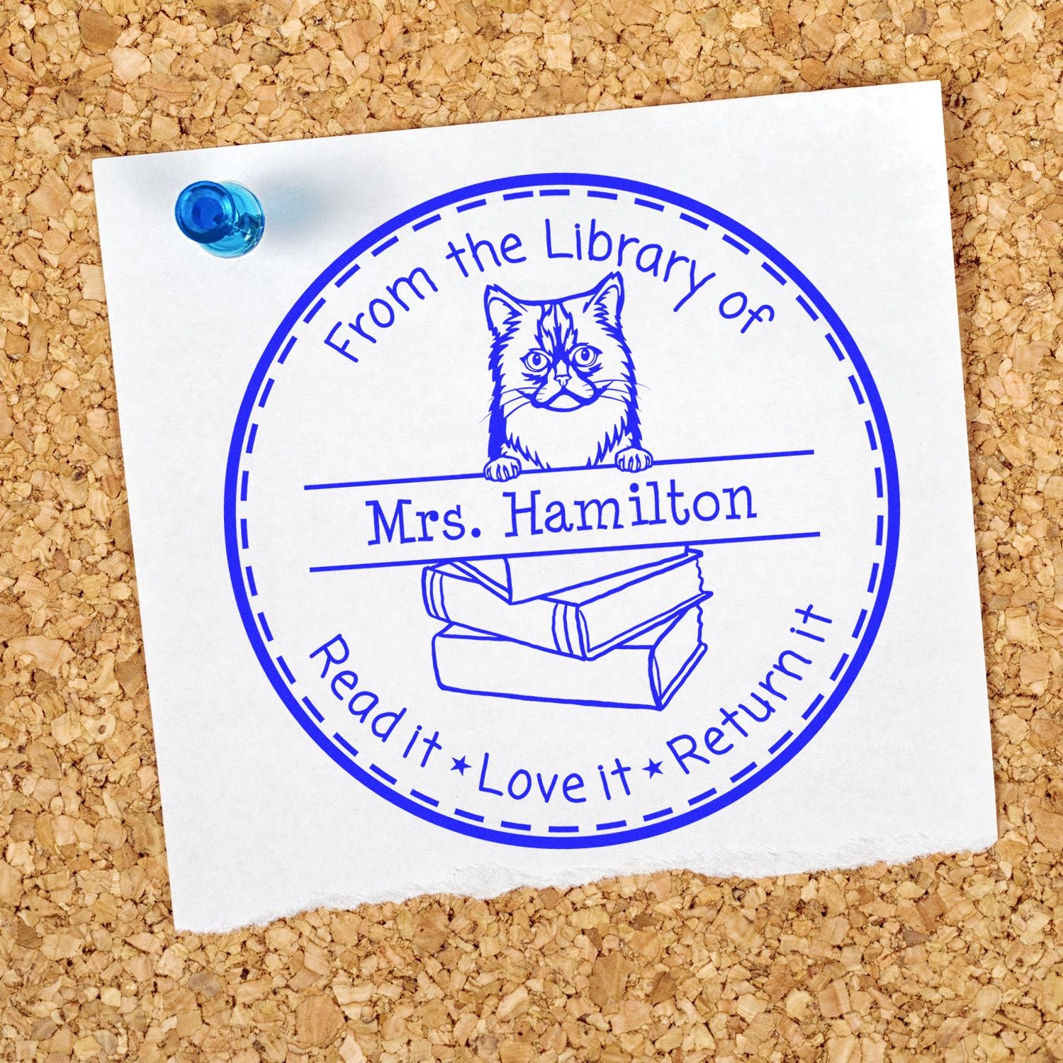 Personalized School Ideas Stamper with Asian Semi Longhair Cat