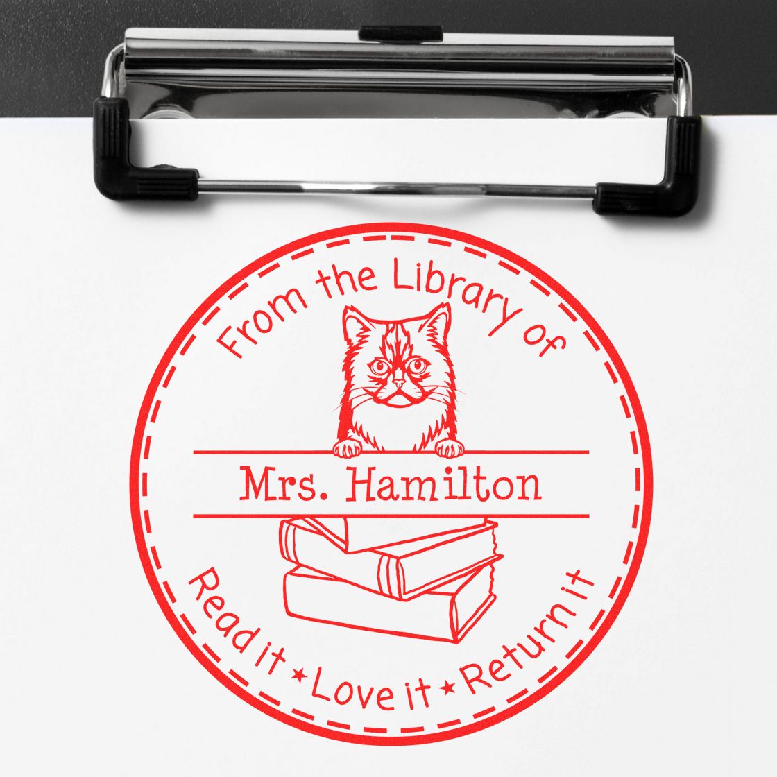 Personalized School Ideas Stamper with Asian Semi Longhair Cat