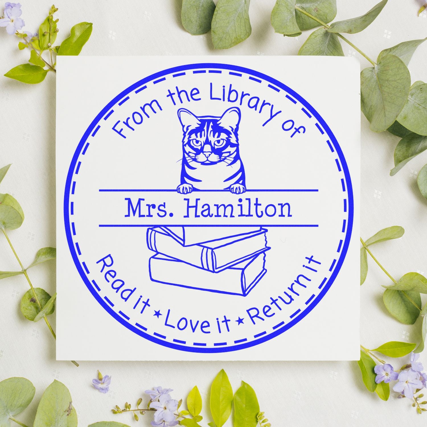 Australian Mist Cat Personalized Library Stamp