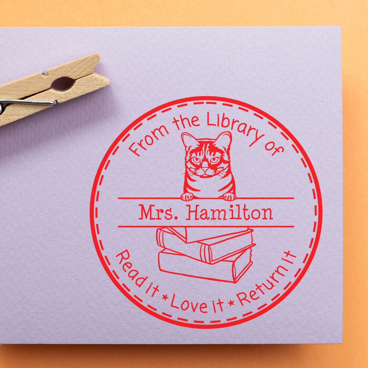 Australian Mist Cat Personalized Library Stamp