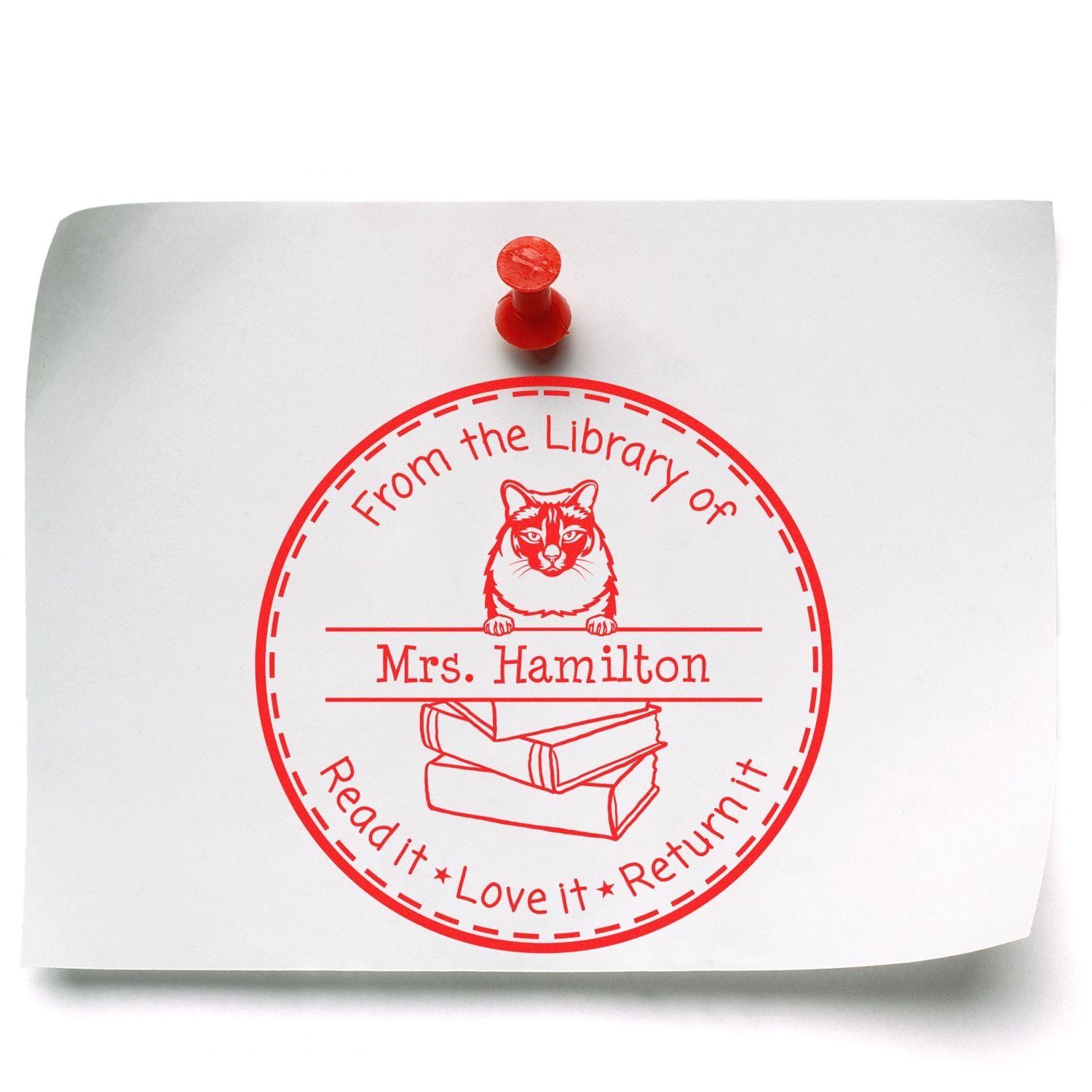 Personalized Classroom Resource Stamper with Balinese Cat