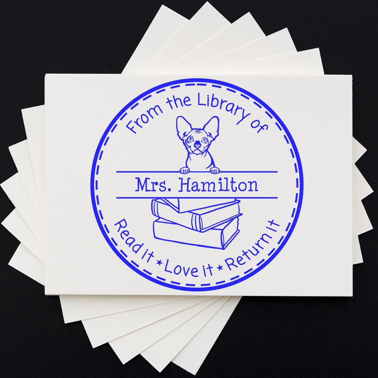 Bambino Cat Personalized Classroom Library Stamp