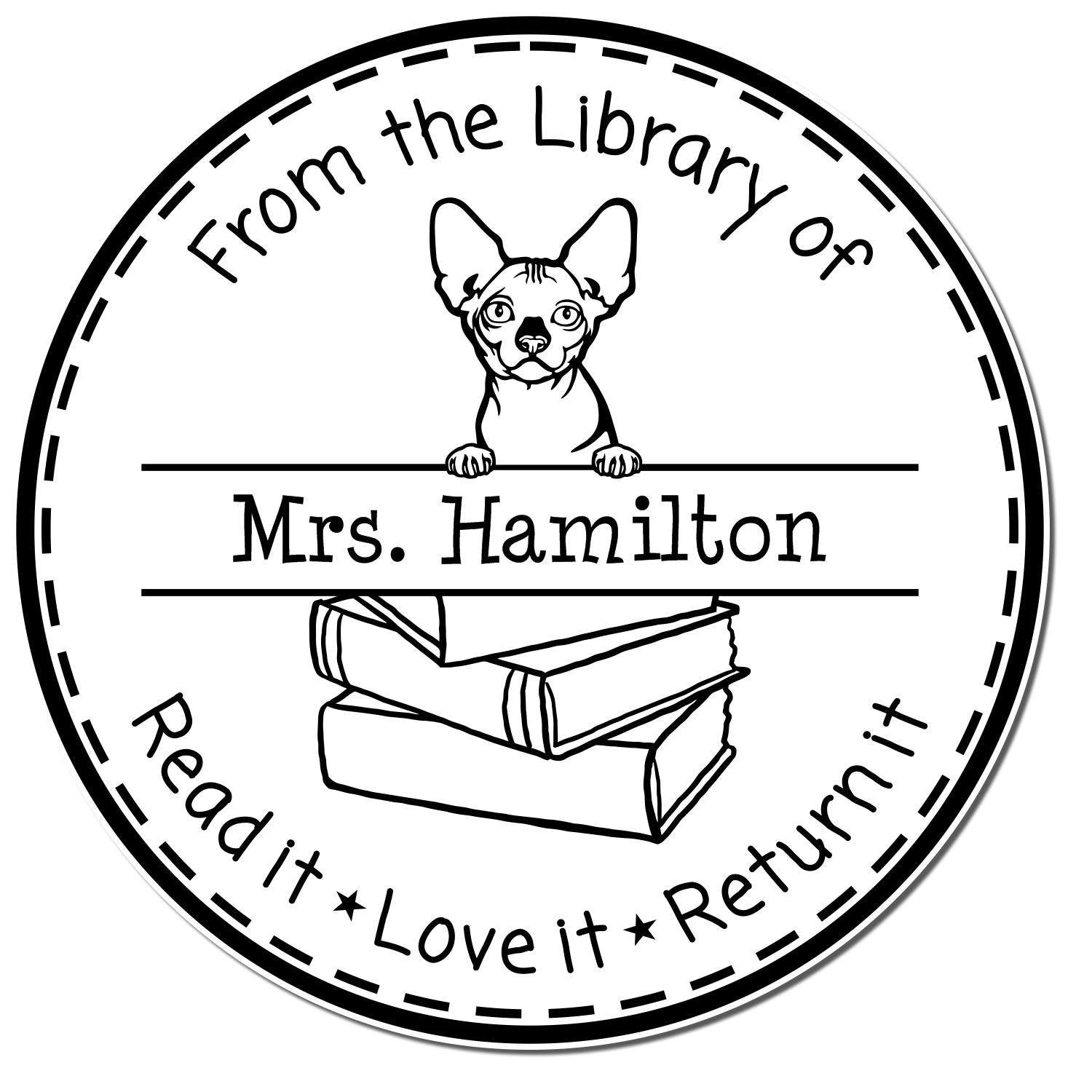 Bambino Cat Personalized Classroom Library Stamp