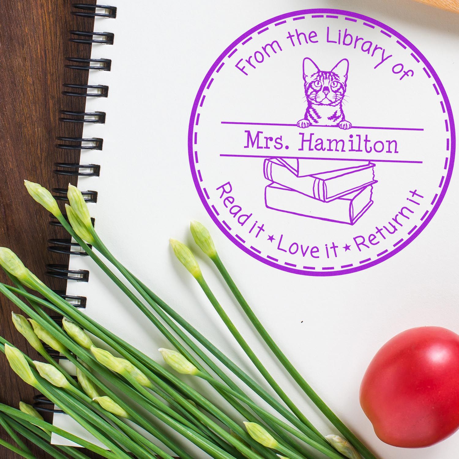 Bengal Cat Personalized Classroom Library Stamper