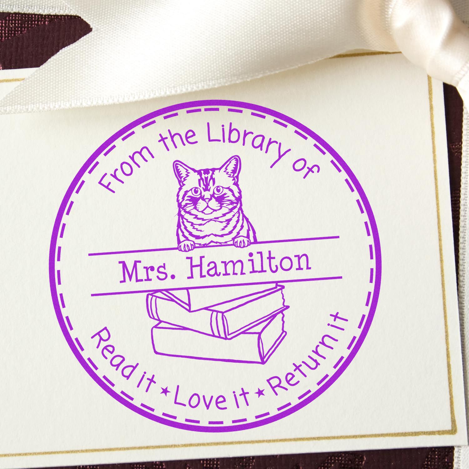 Personalized Ownership For Books Stamper with Brazilian Shorthair Cat